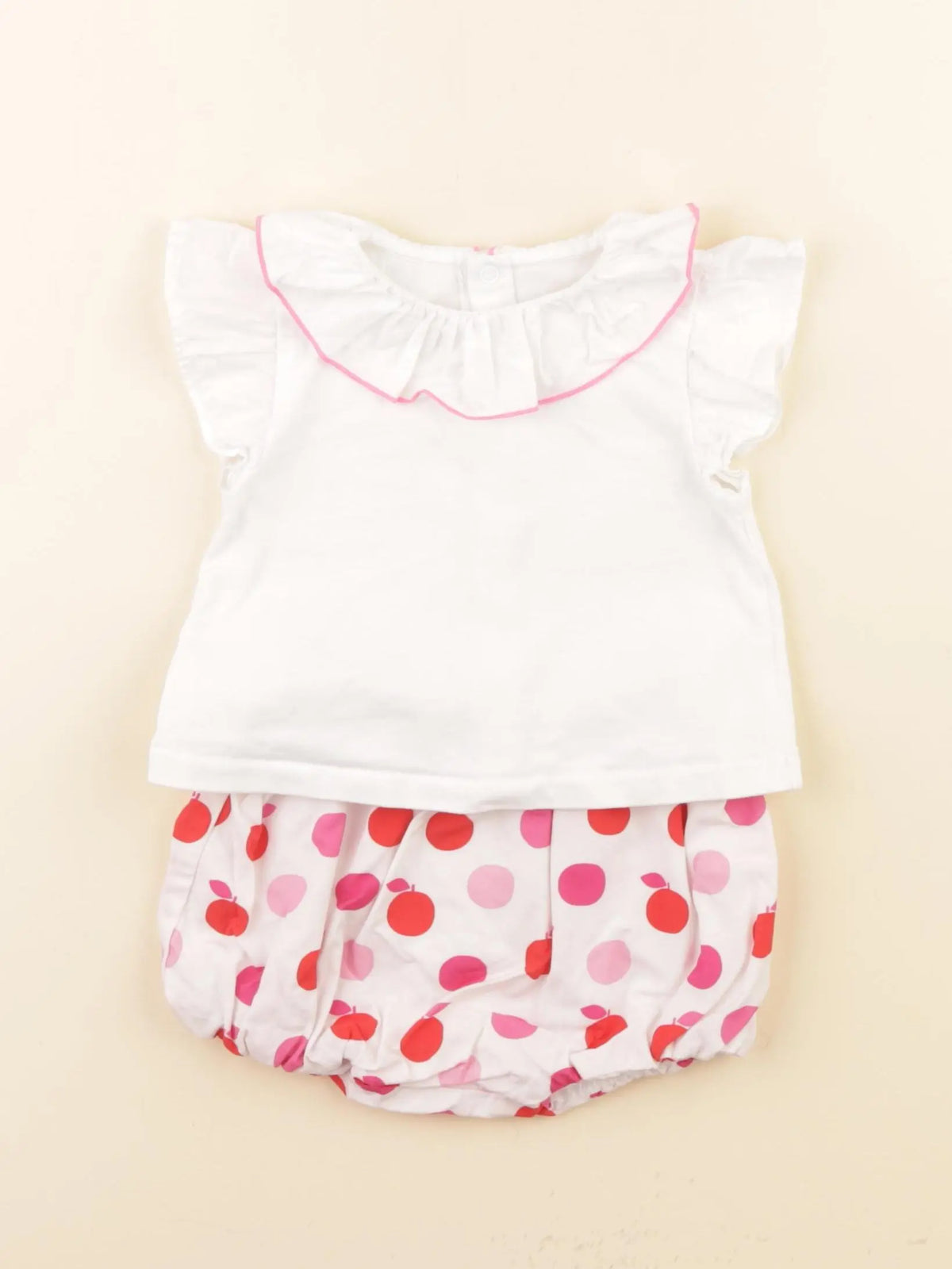 Jacadi - ensemble rose, rouge - 6 mois