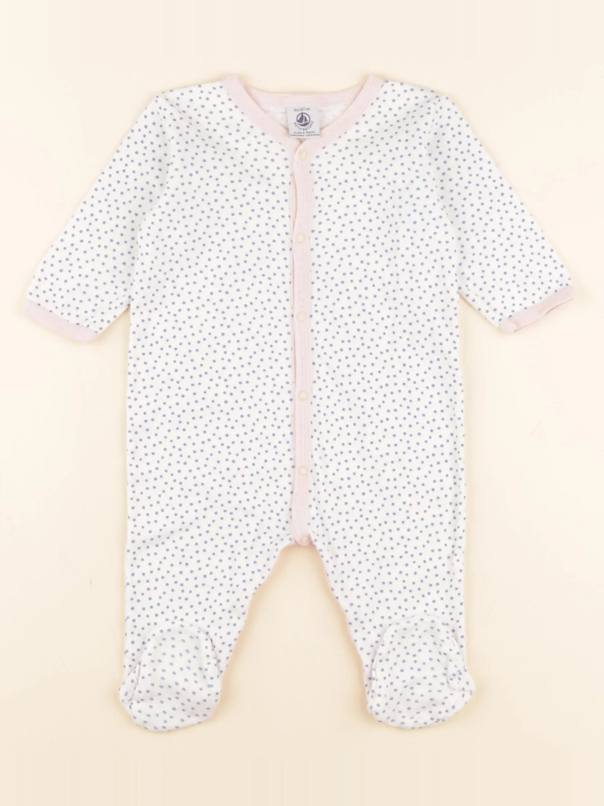 Petit Bateau - pyjama coton blanc - 6 mois