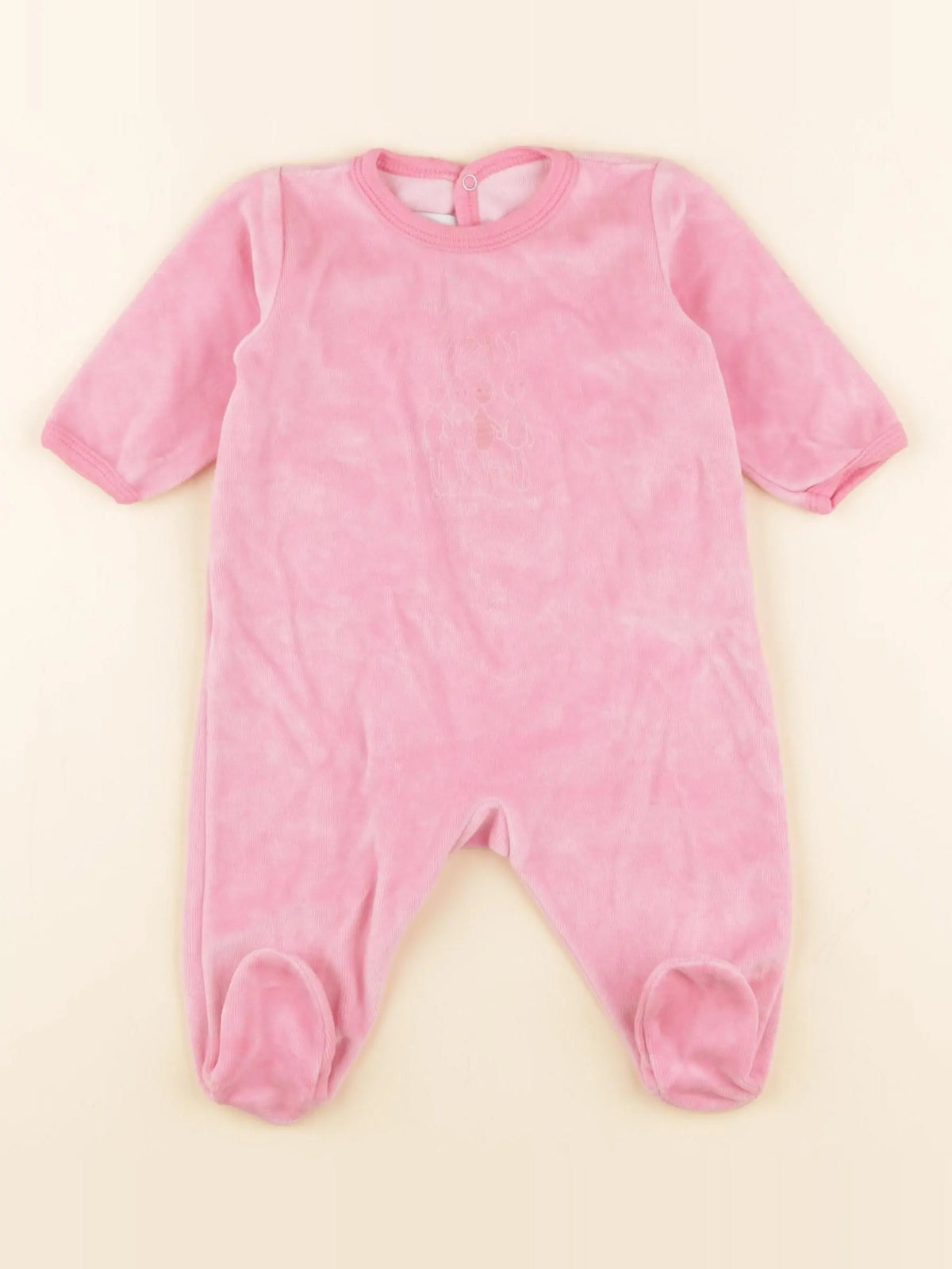 Petit Bateau - pyjama velours rose - 3 mois