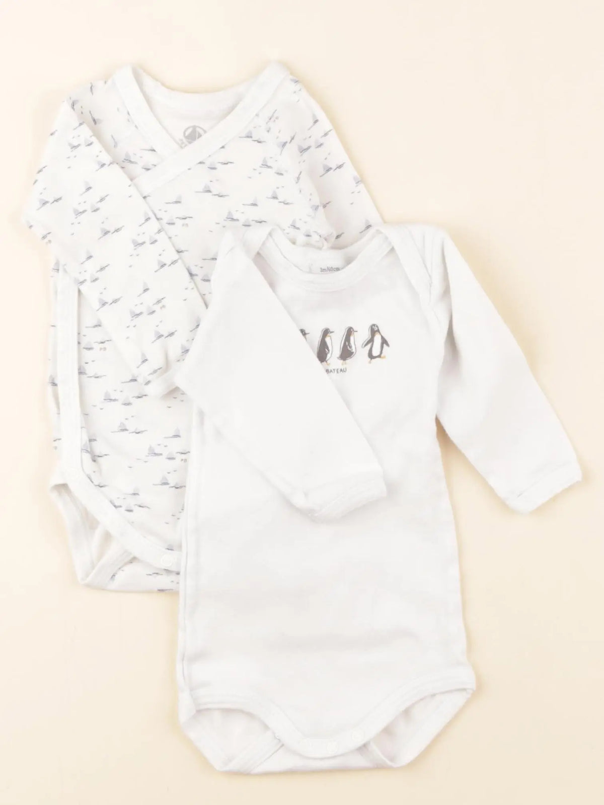 Petit Bateau - lot de 2 bodies en coton blanc - 3 mois