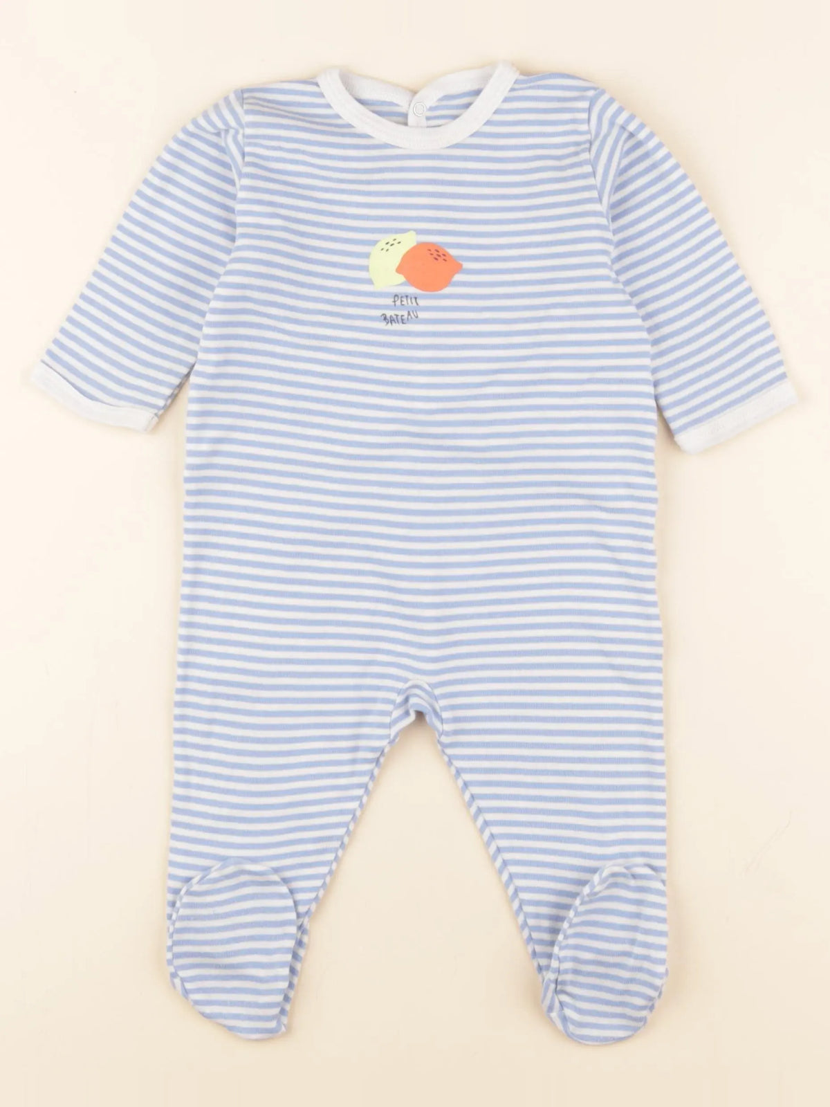 Petit Bateau - pyjama coton bleu - 6 mois