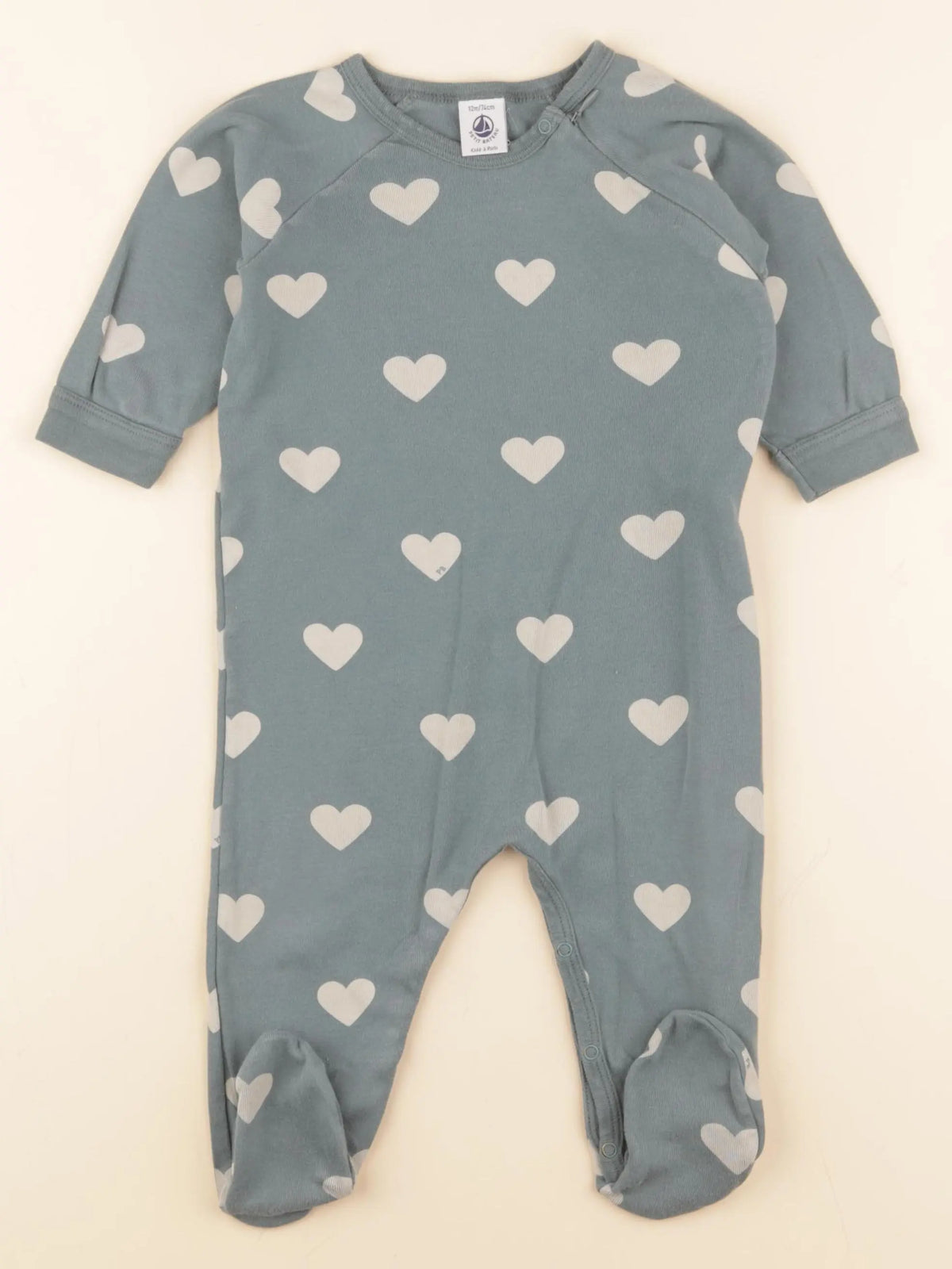 Petit Bateau - pyjama coton bleu - 12 mois