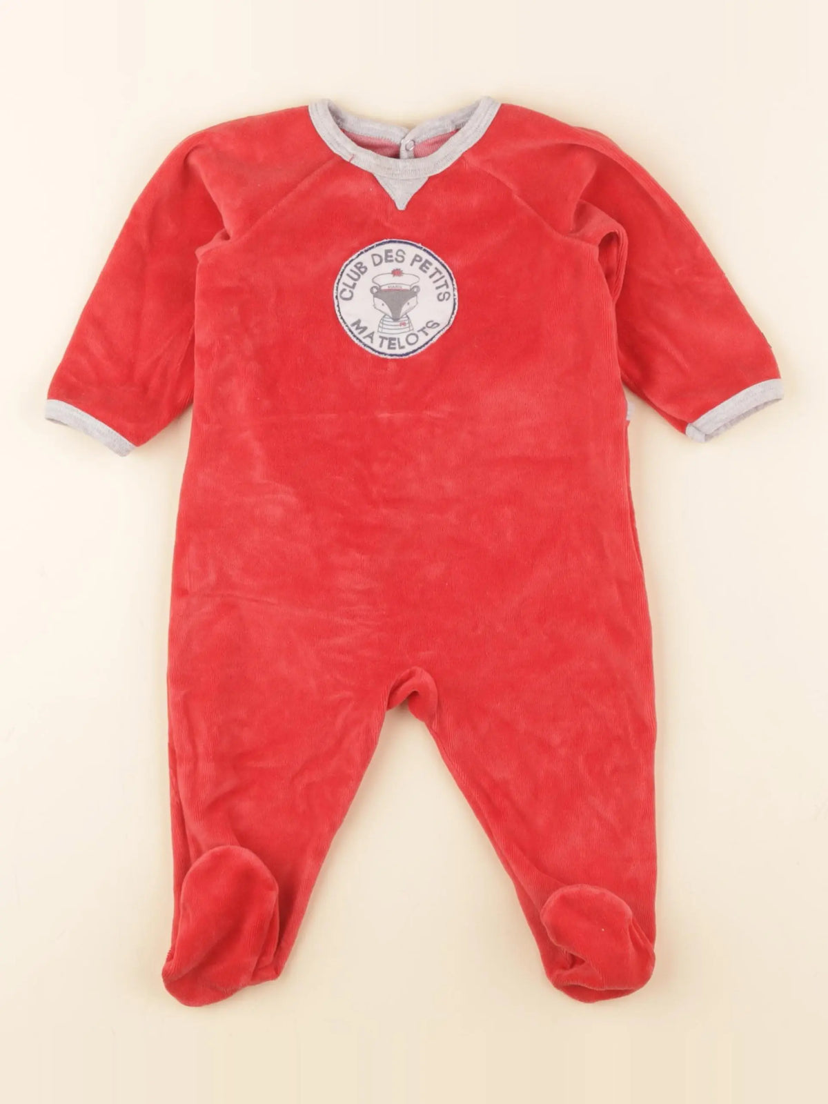 Petit Bateau - pyjama velours rouge - 6 mois