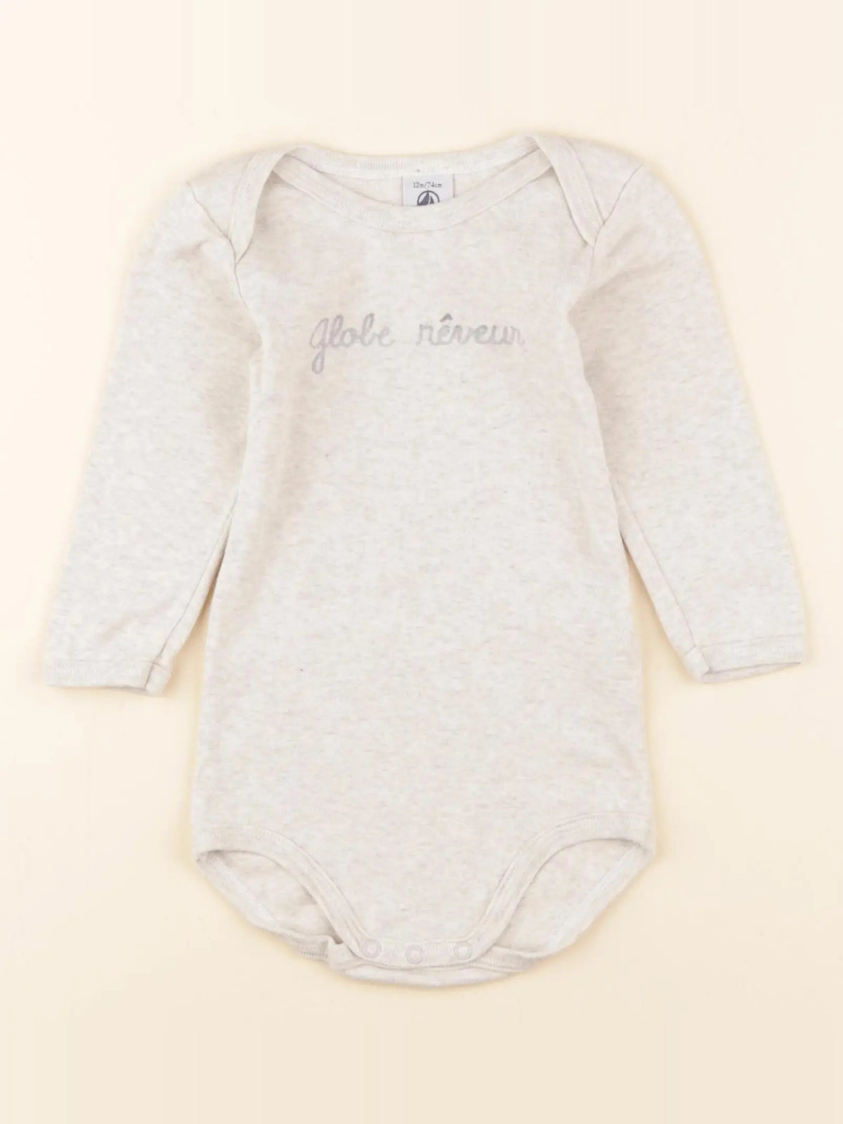 Petit Bateau - body gris - 12 mois