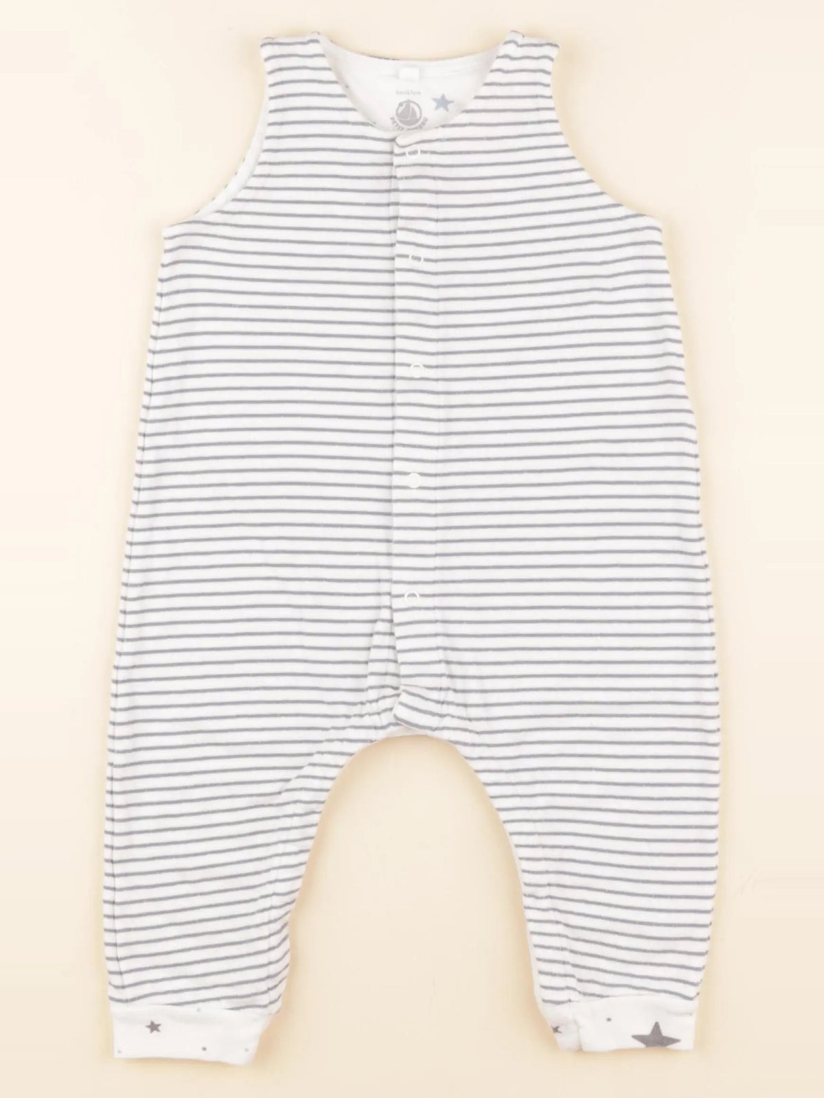 Petit Bateau - pyjama coton blanc, bleu - 6 mois