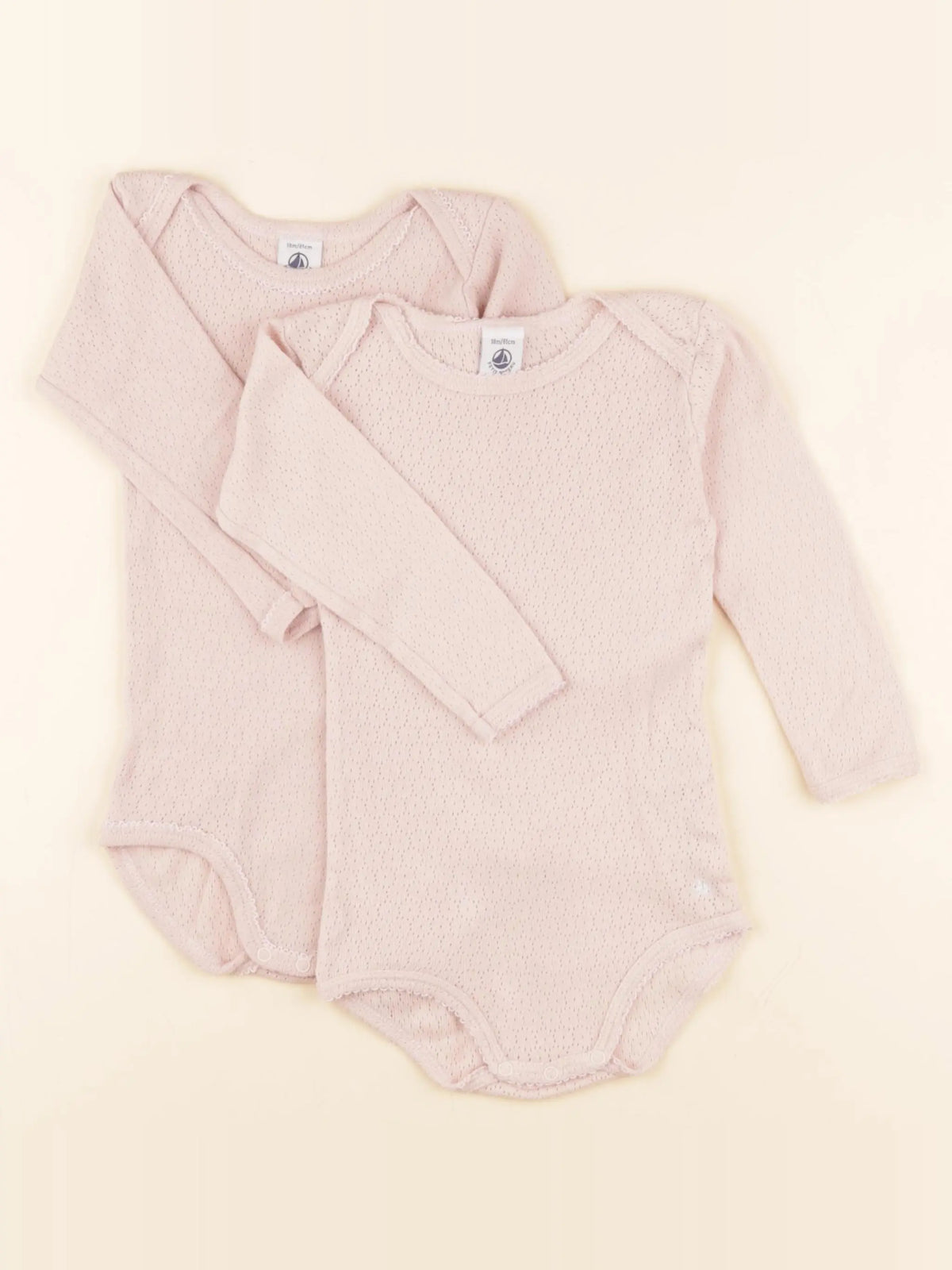 Petit Bateau - lot de 2 bodies en coton rose - 18 mois