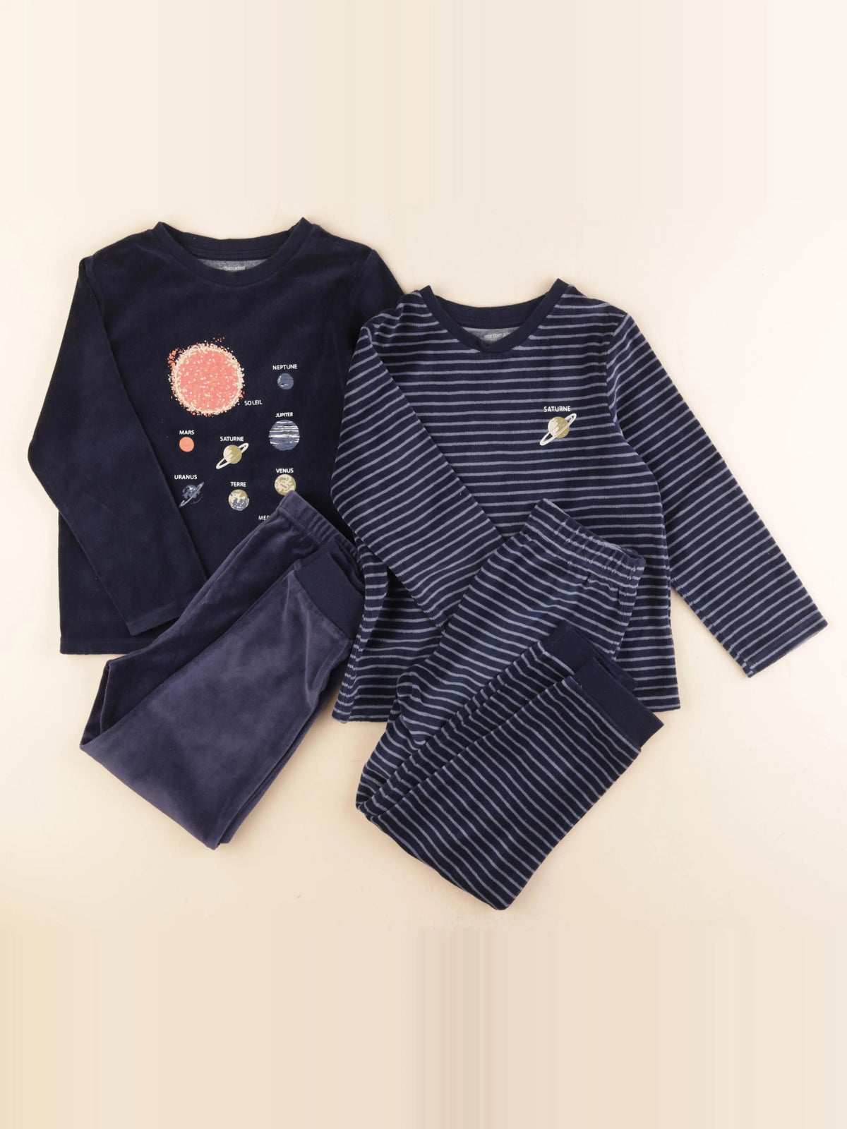 Vertbaudet - lot de 2 pyjamas velours bleu - 6 ans