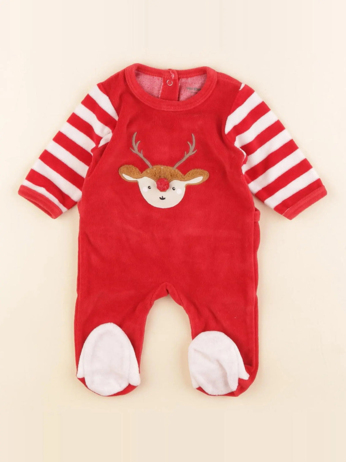 Vertbaudet - pyjama velours rouge - 1 mois