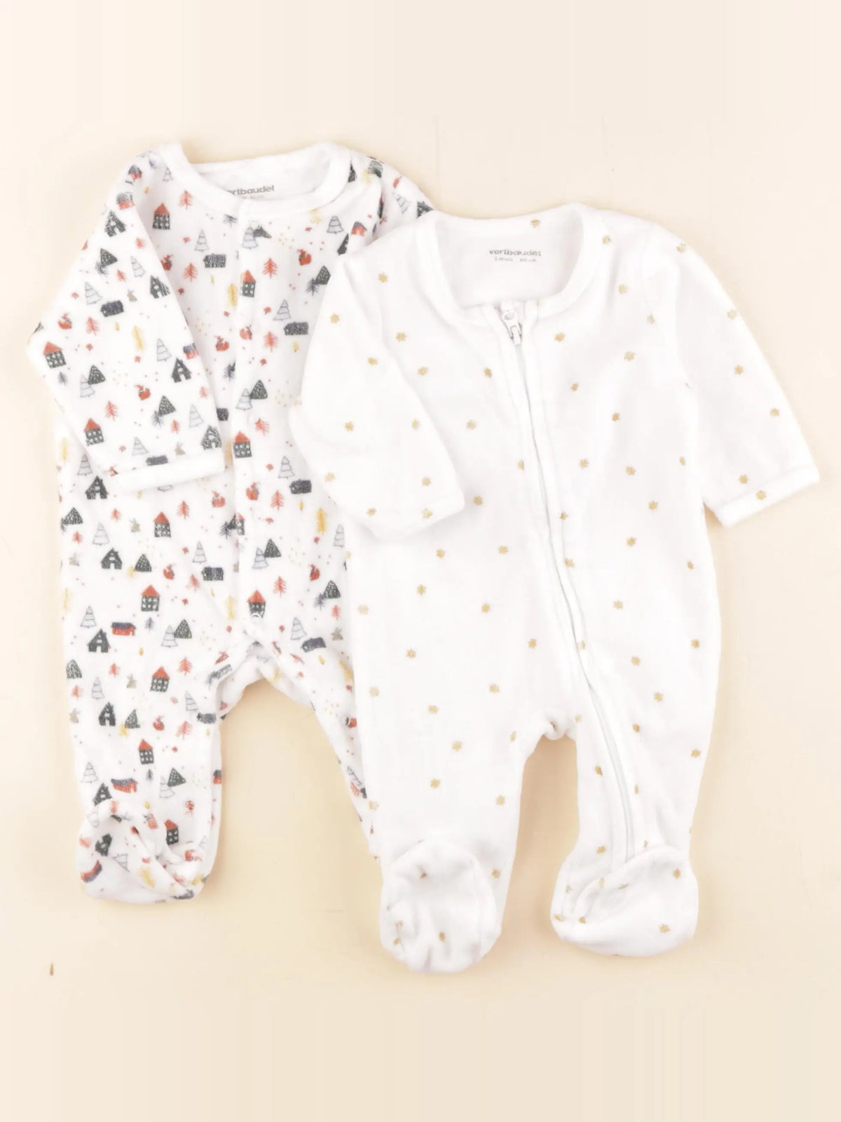 Vertbaudet - pyjama velours multicolore - 3 mois
