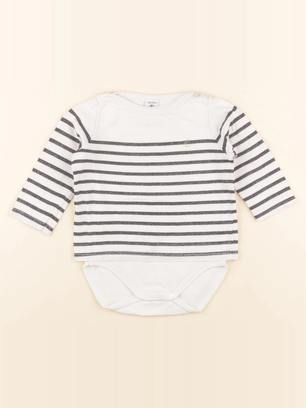 Petit Bateau - body tee-shirt blanc, bleu - 12 mois