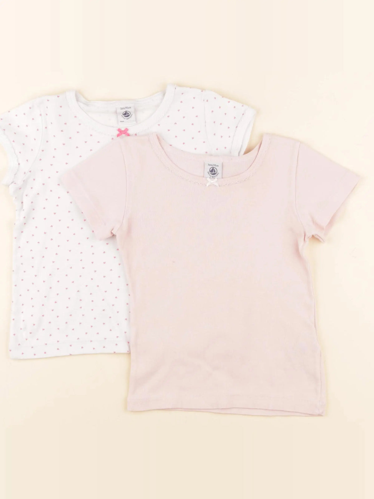 Petit Bateau - lot de 2 maillots de corps blanc, rose - 3 ans