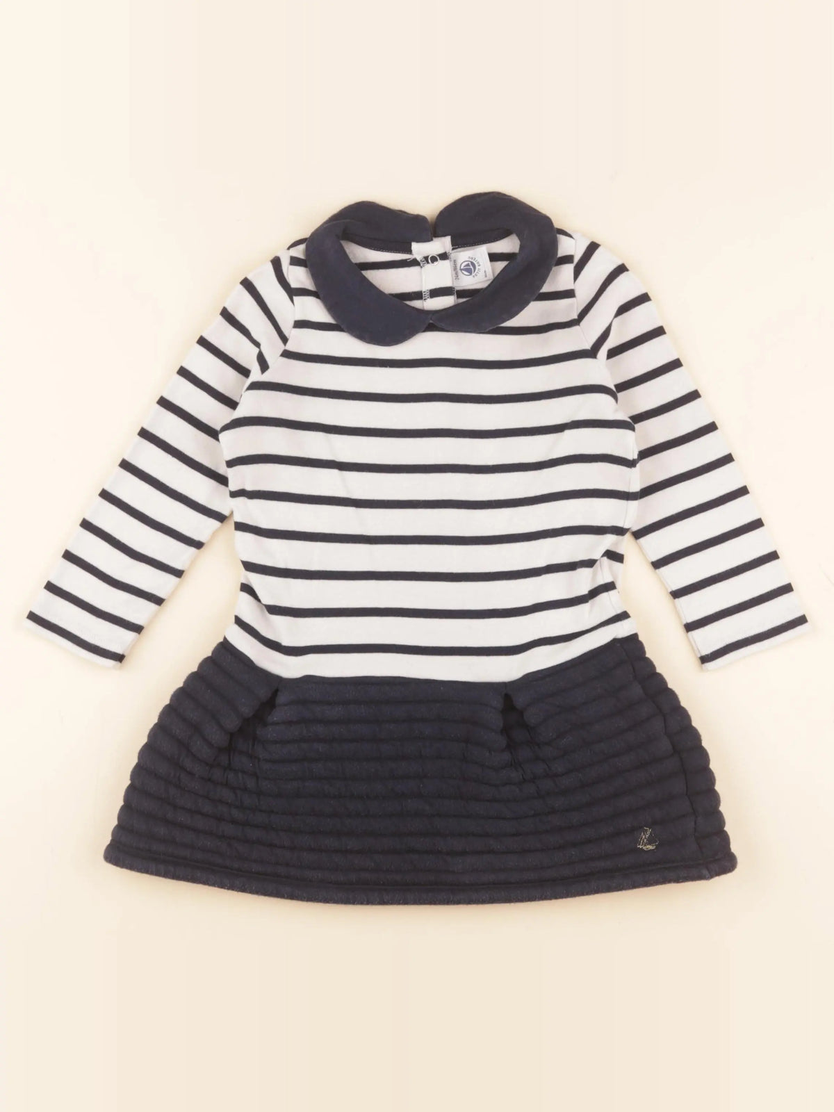Petit Bateau - robe bleu, blanc - 24 mois