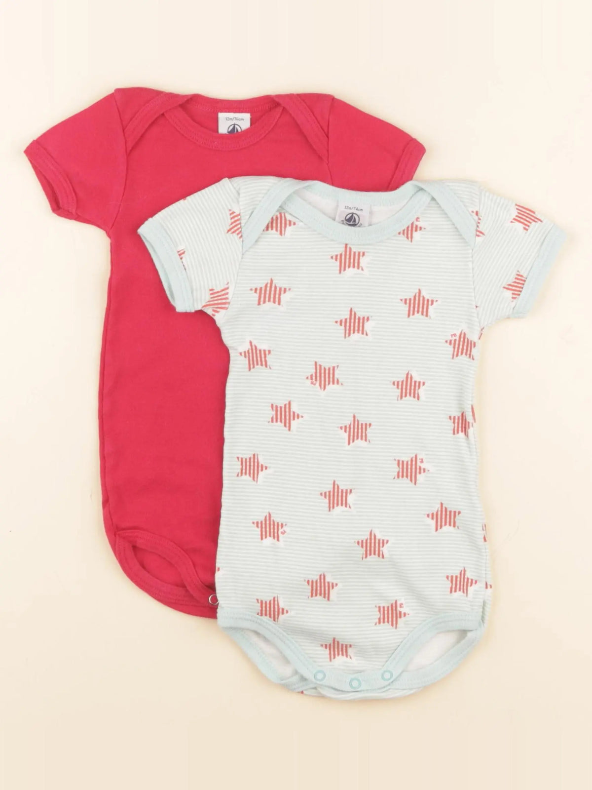 Petit Bateau - lot de 2 bodies en coton multicolore - 12 mois