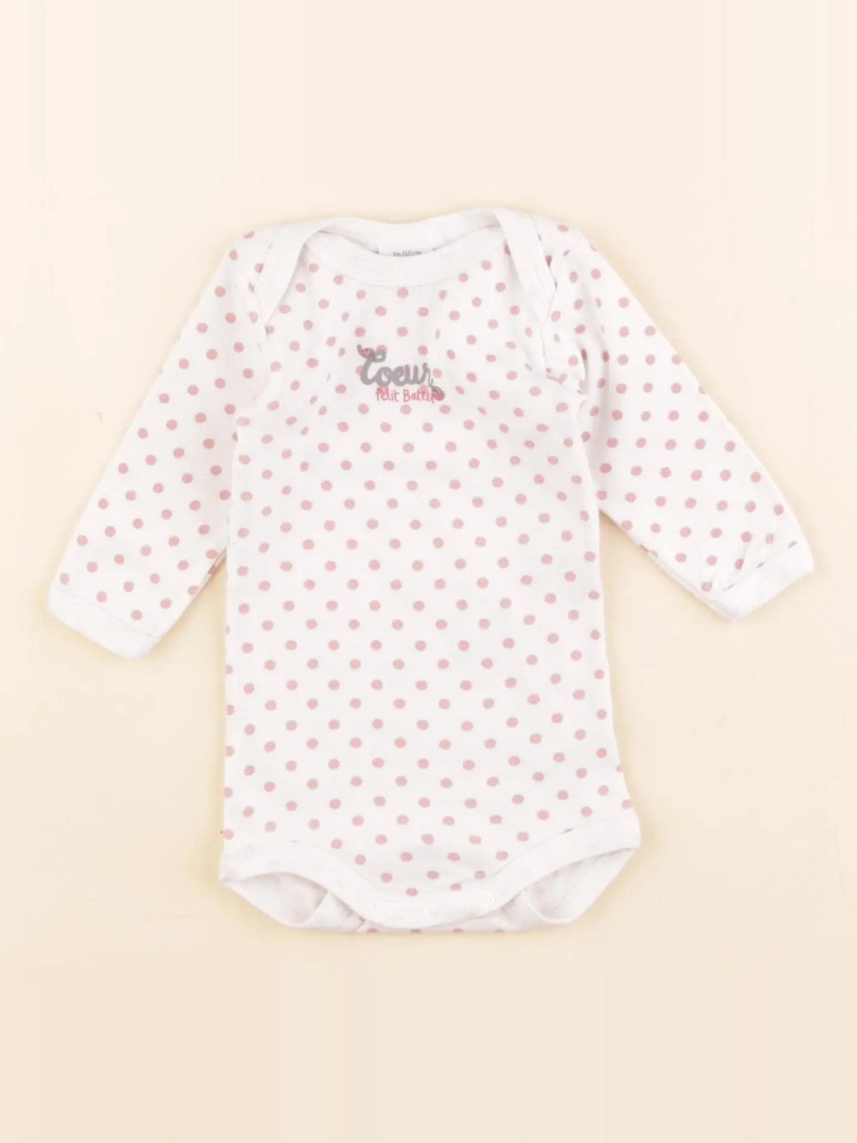 Petit Bateau - body blanc, rose - 3 mois