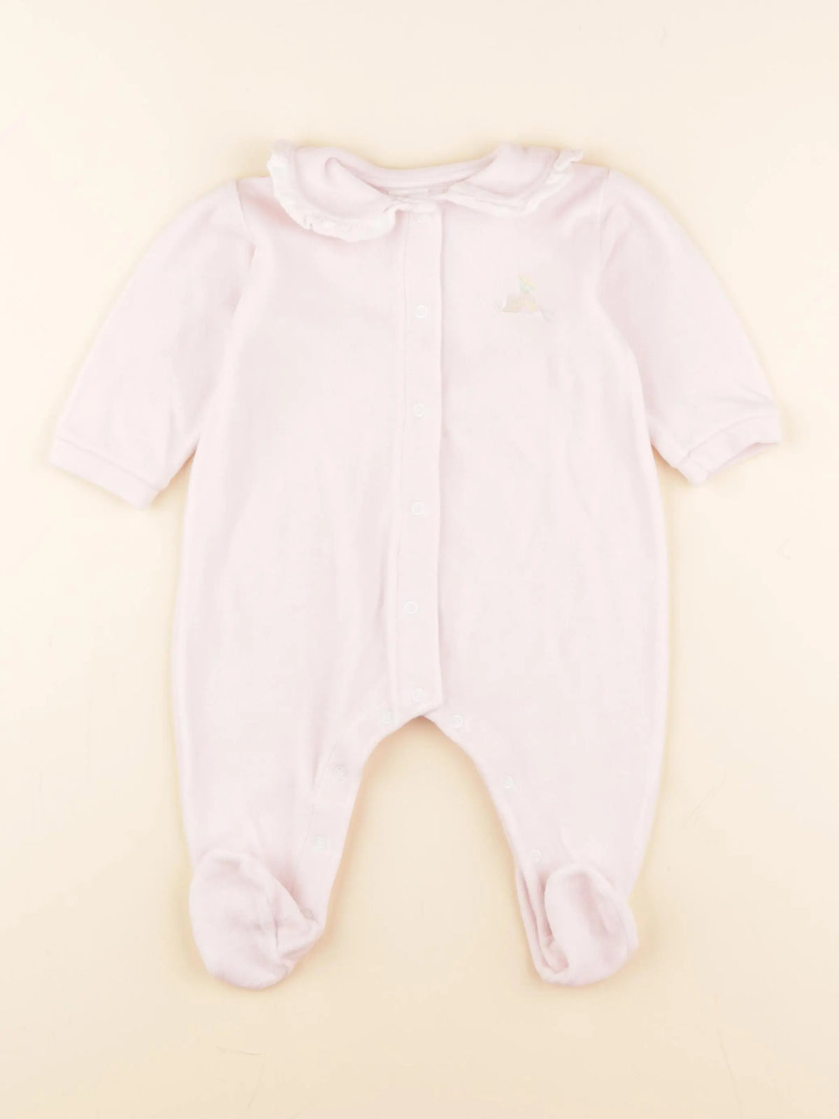 Petit Bateau - pyjama velours rose - 6 mois