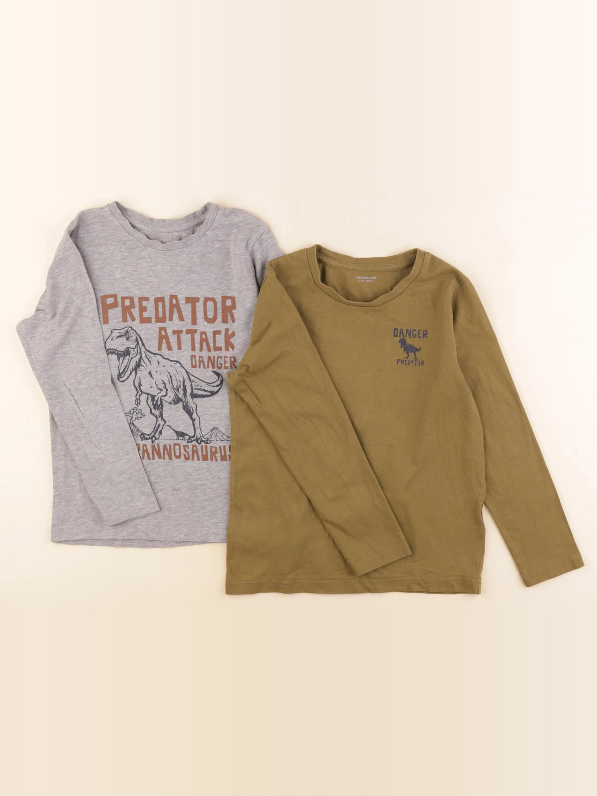 Vertbaudet - lot de 2 tee-shirts gris, vert - 8 ans
