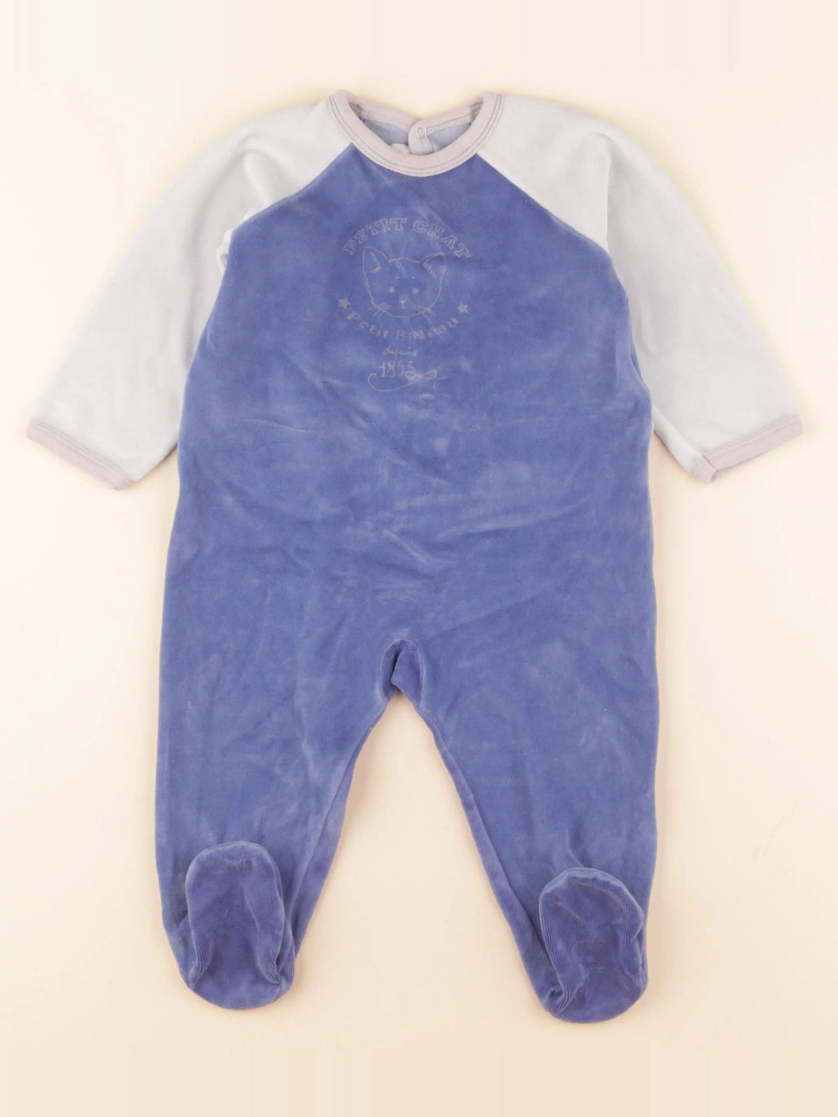Petit Bateau - pyjama velours bleu - 12 mois