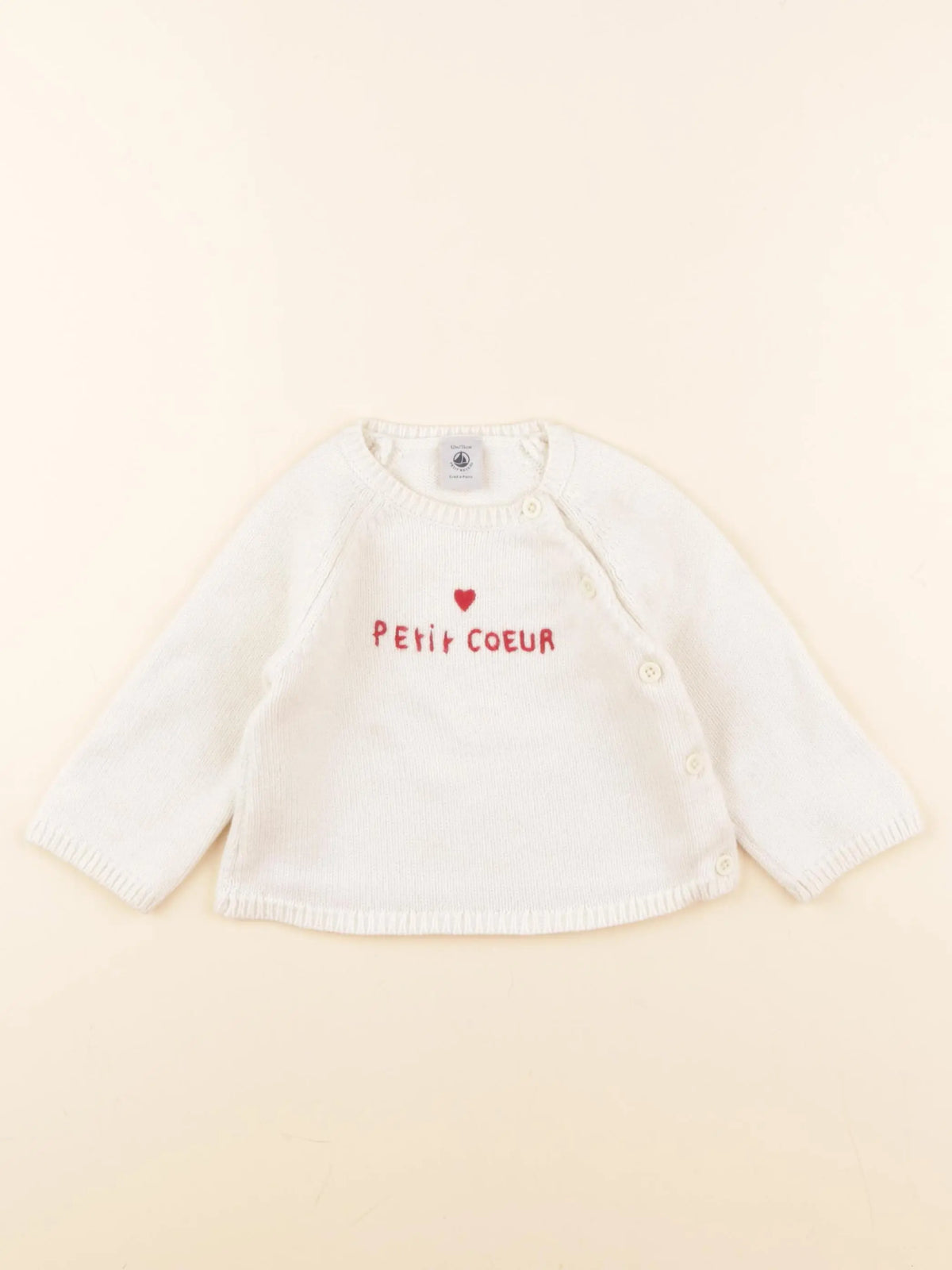 Petit Bateau - pull blanc - 12 mois