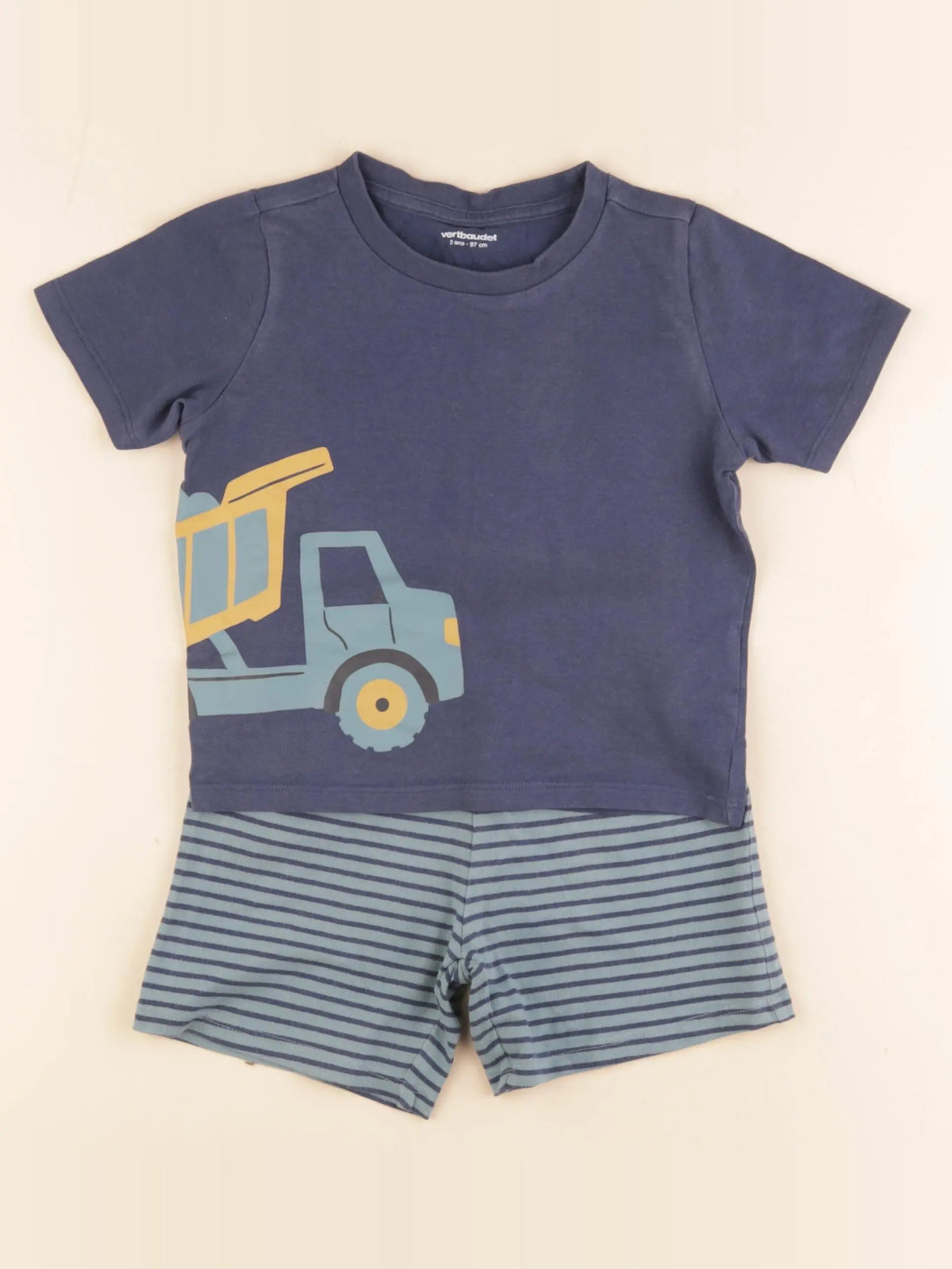Vertbaudet - pyjama coton bleu, vert - 3 ans