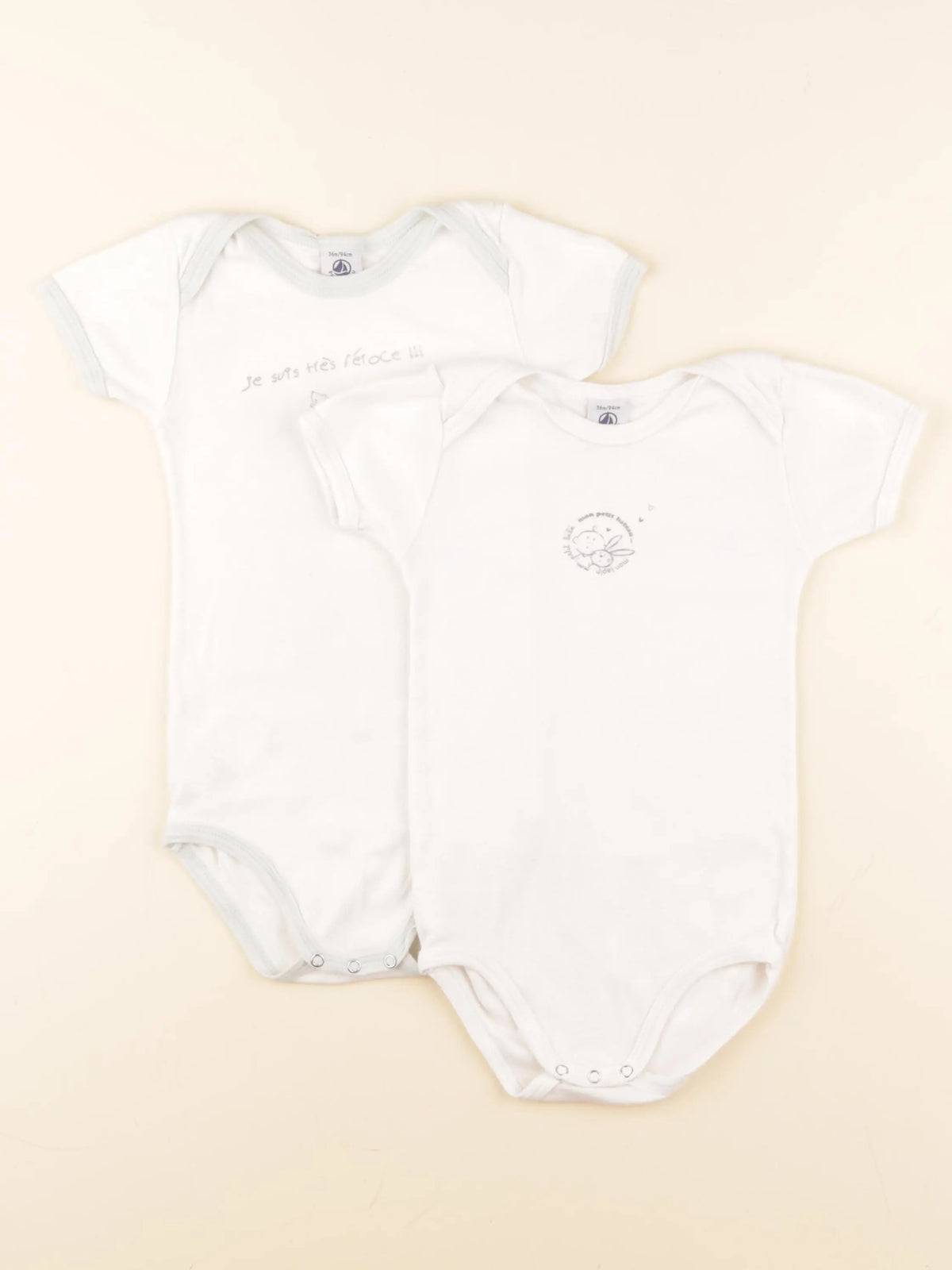 Petit Bateau - lot de 2 bodies en coton blanc - 36 mois