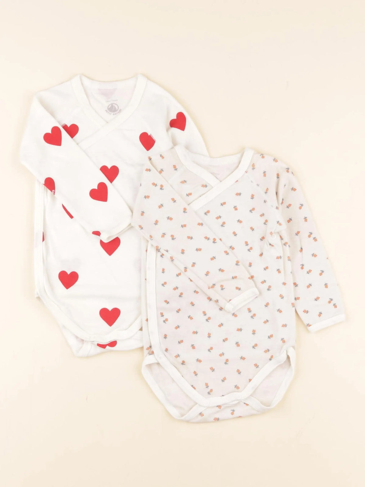 Petit Bateau - lot de 2 bodies en coton rouge - 12 mois