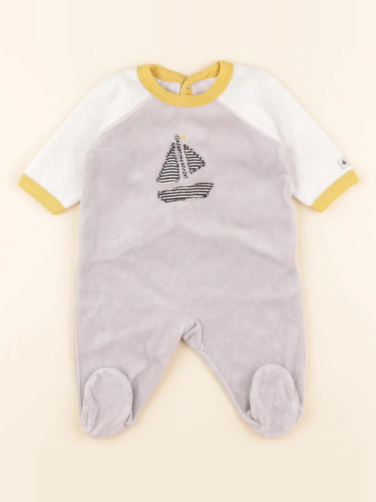 Petit Bateau - pyjama velours gris - 1 mois