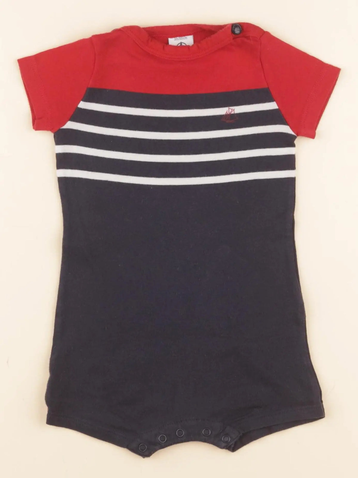 Petit Bateau - combinaison bleu, rouge - 3 mois