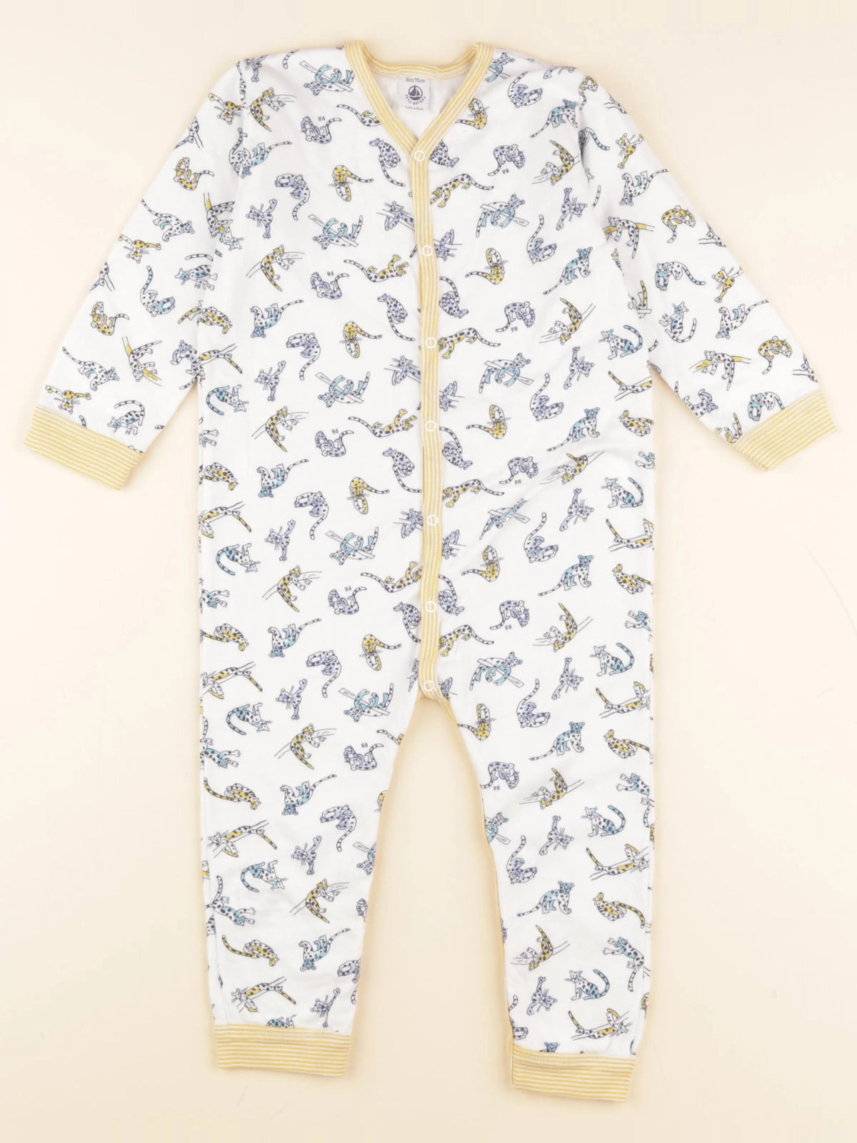 Petit Bateau - pyjama coton bleu, jaune - 36 mois