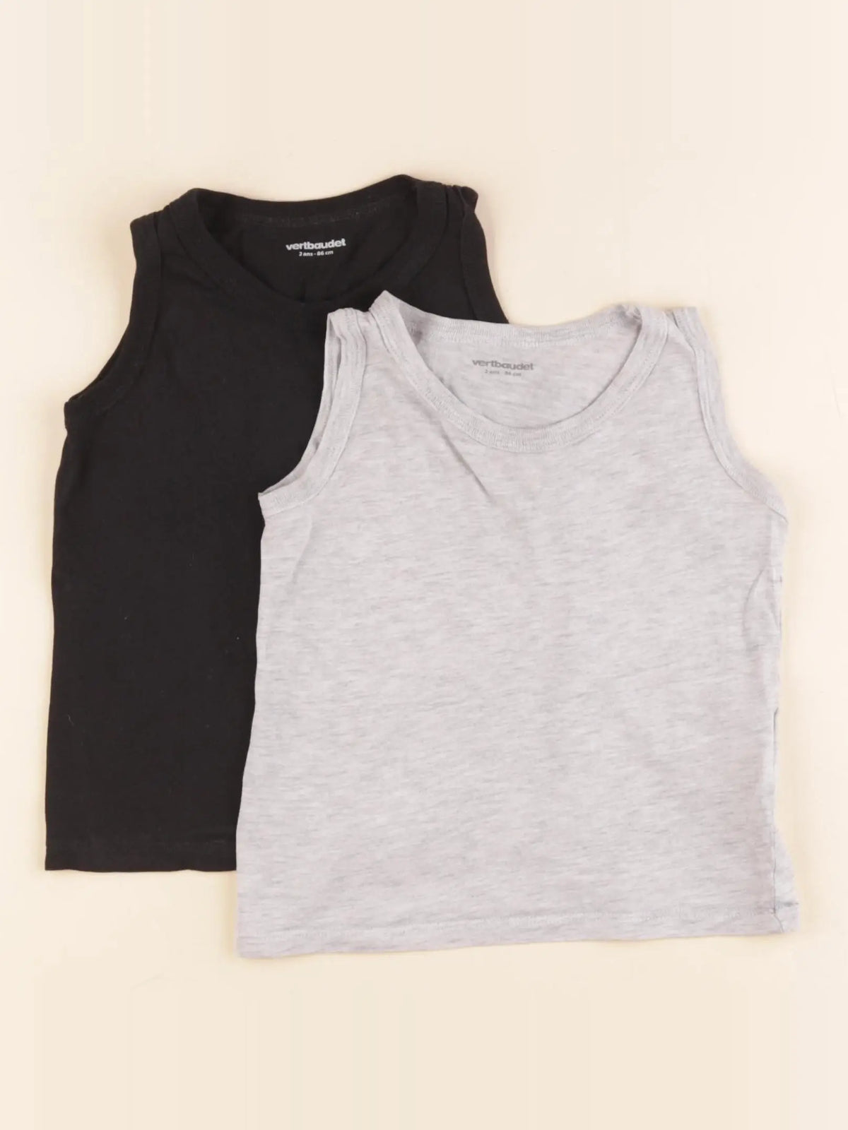 Vertbaudet - lot de 2 débardeurs gris, noir - 2 ans