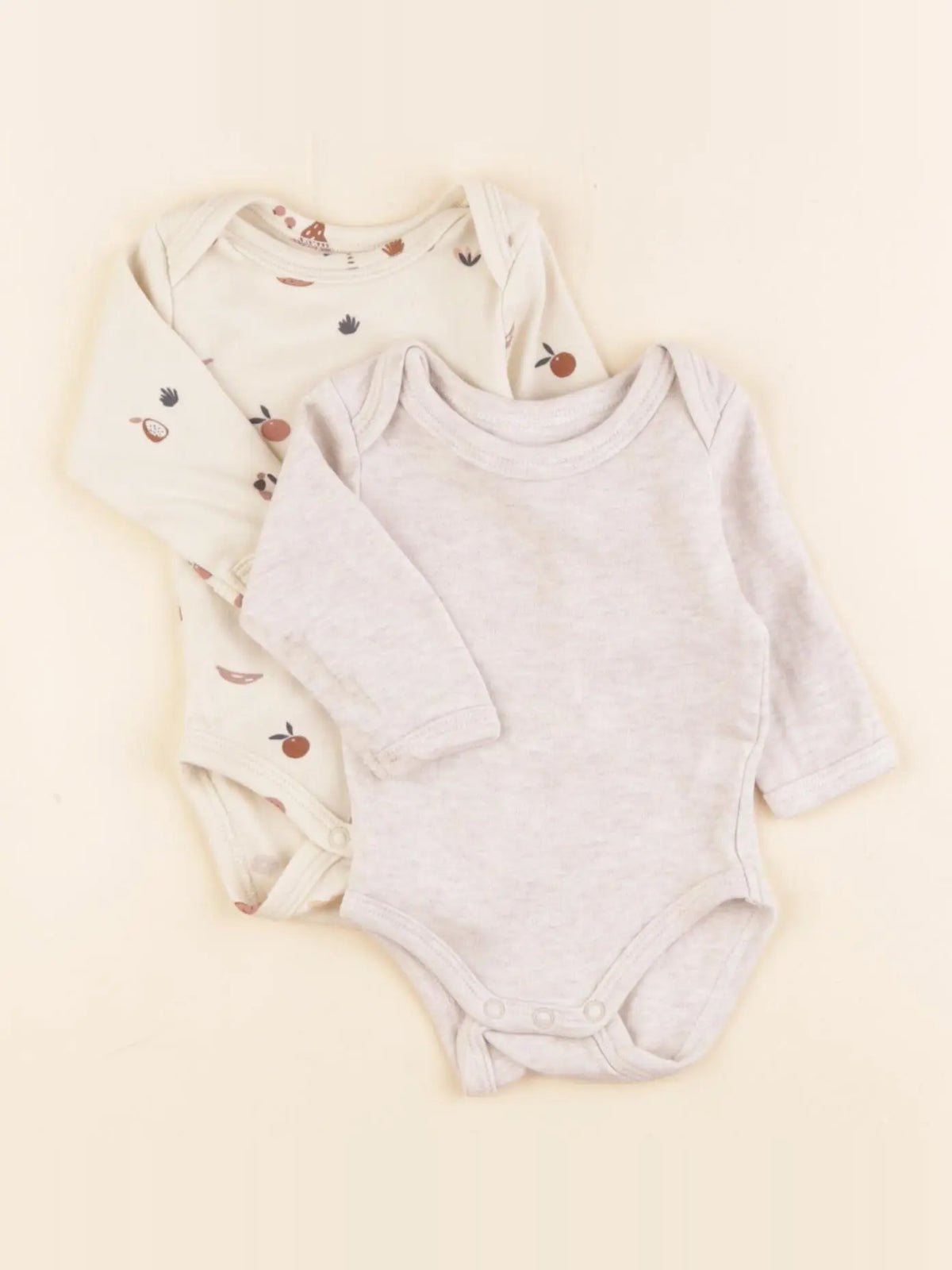 Vertbaudet - lot de 2 bodies en coton beige - 1 mois