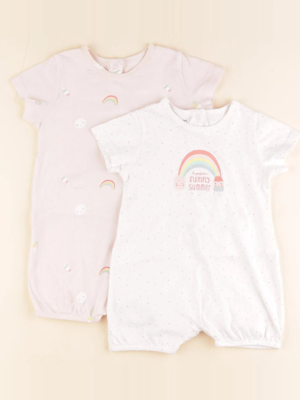Vertbaudet - lot de 2 pyjamas coton blanc, rose - 12 mois