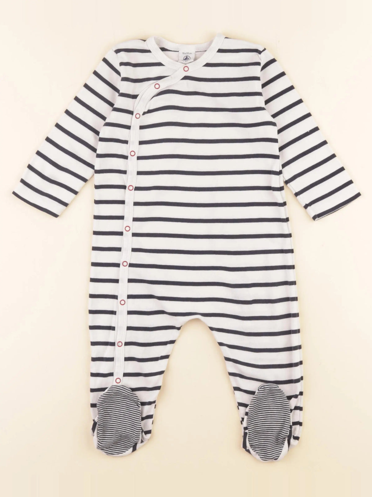 Petit Bateau - pyjama coton blanc, bleu - 18 mois