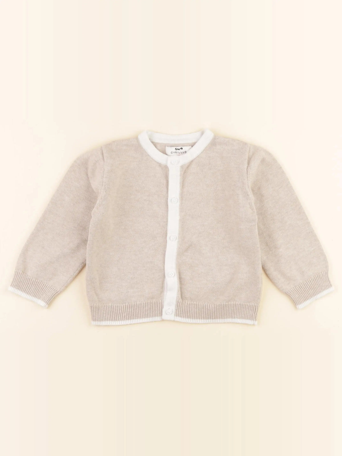 Cyrillus - gilet beige, blanc - 24 mois