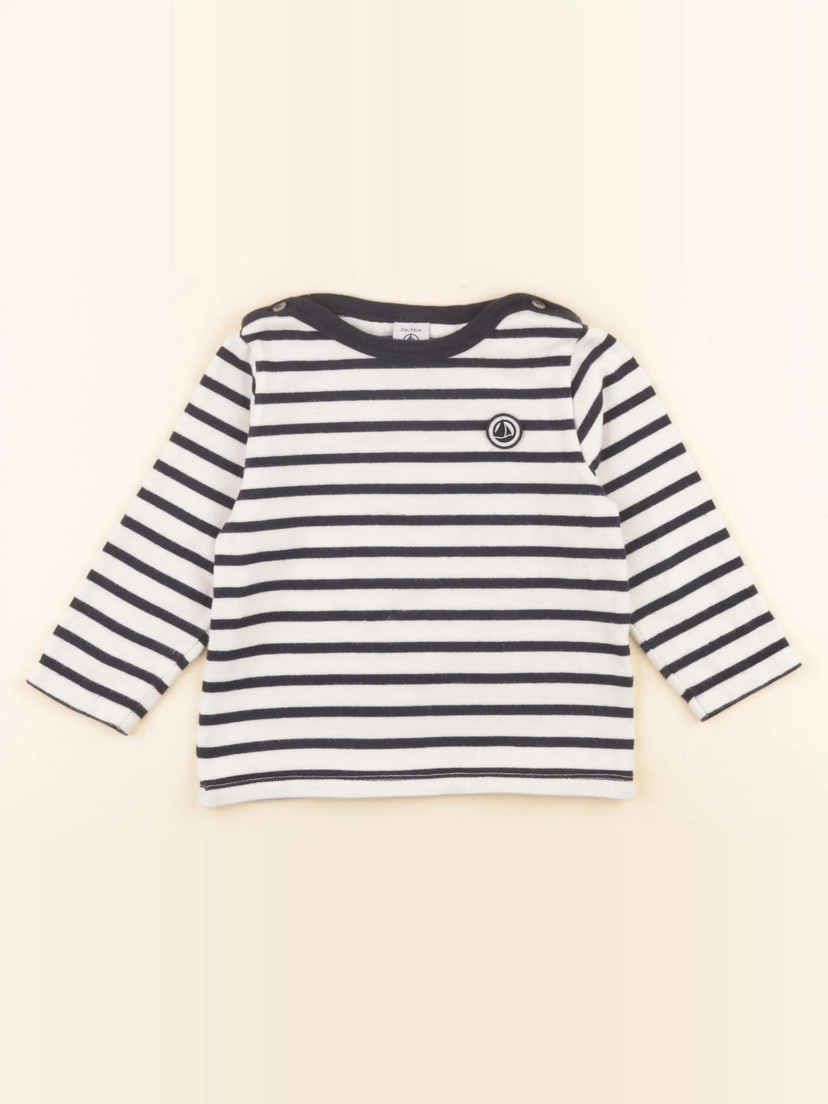 Petit Bateau - tee-shirt blanc, bleu - 24 mois