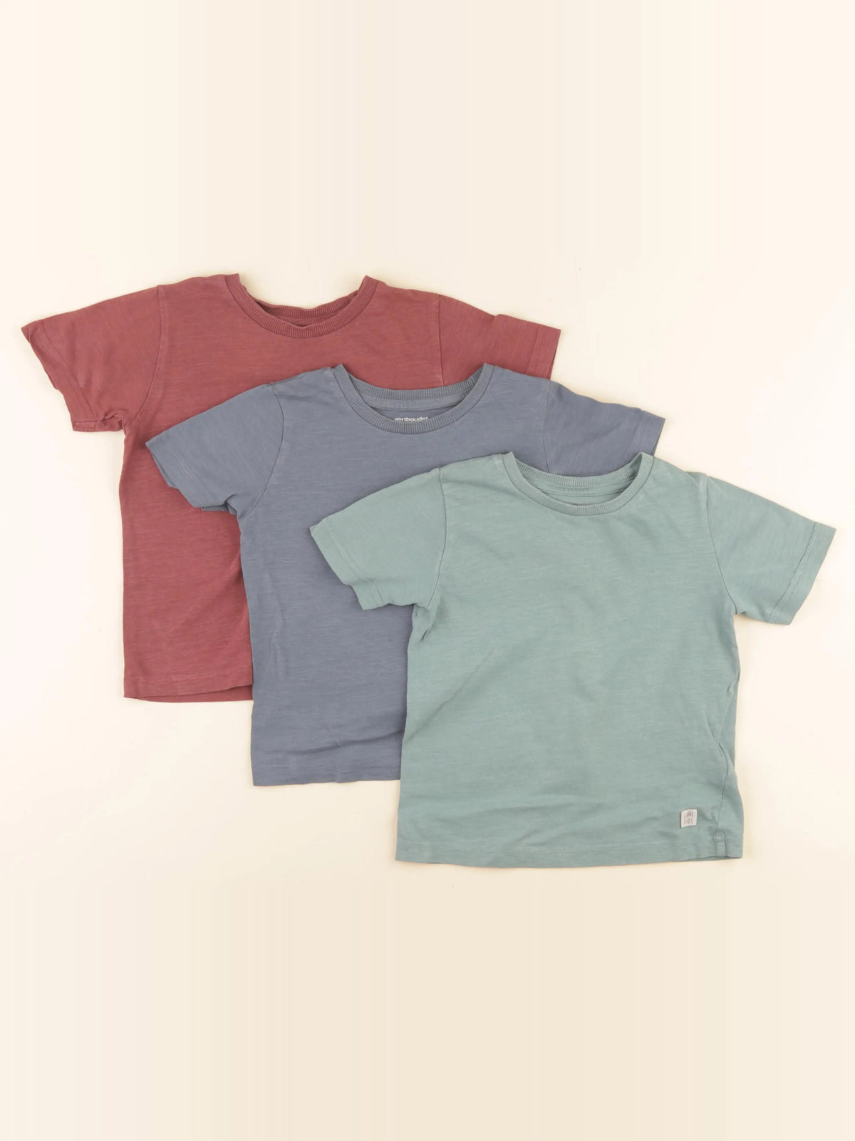 Vertbaudet - lot de 3 tee-shirts bleu, vert, rouge - 3 ans