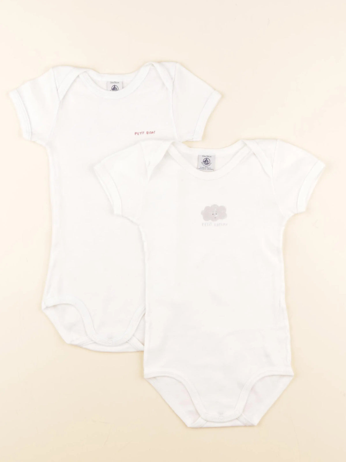 Petit Bateau - lot de 2 bodies en coton blanc - 24 mois