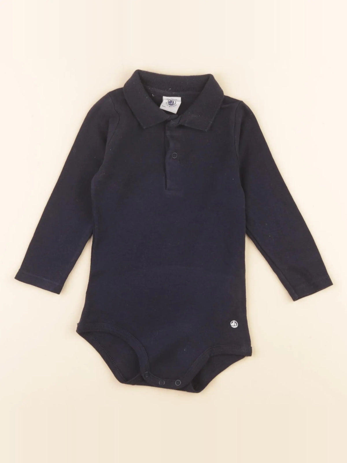 Petit Bateau - body à col bleu - 12 mois