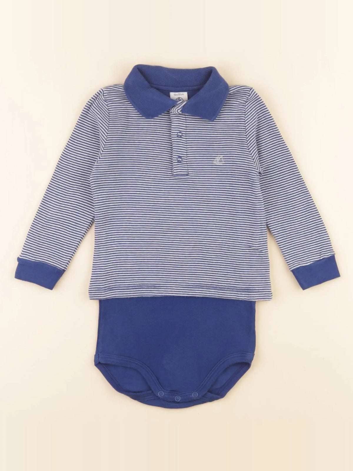 Petit Bateau - body tee-shirt bleu - 18 mois