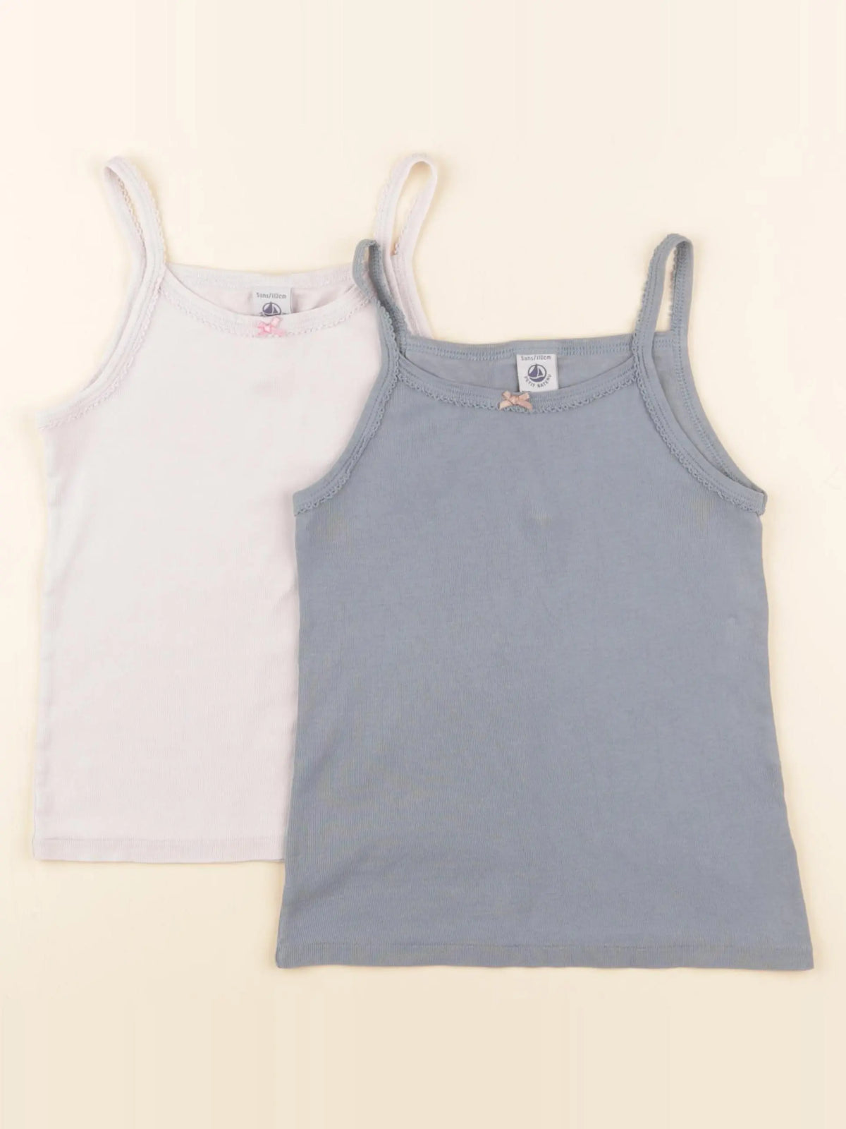 Petit Bateau - lot de 2 maillots de corps bleu, rose - 5 ans