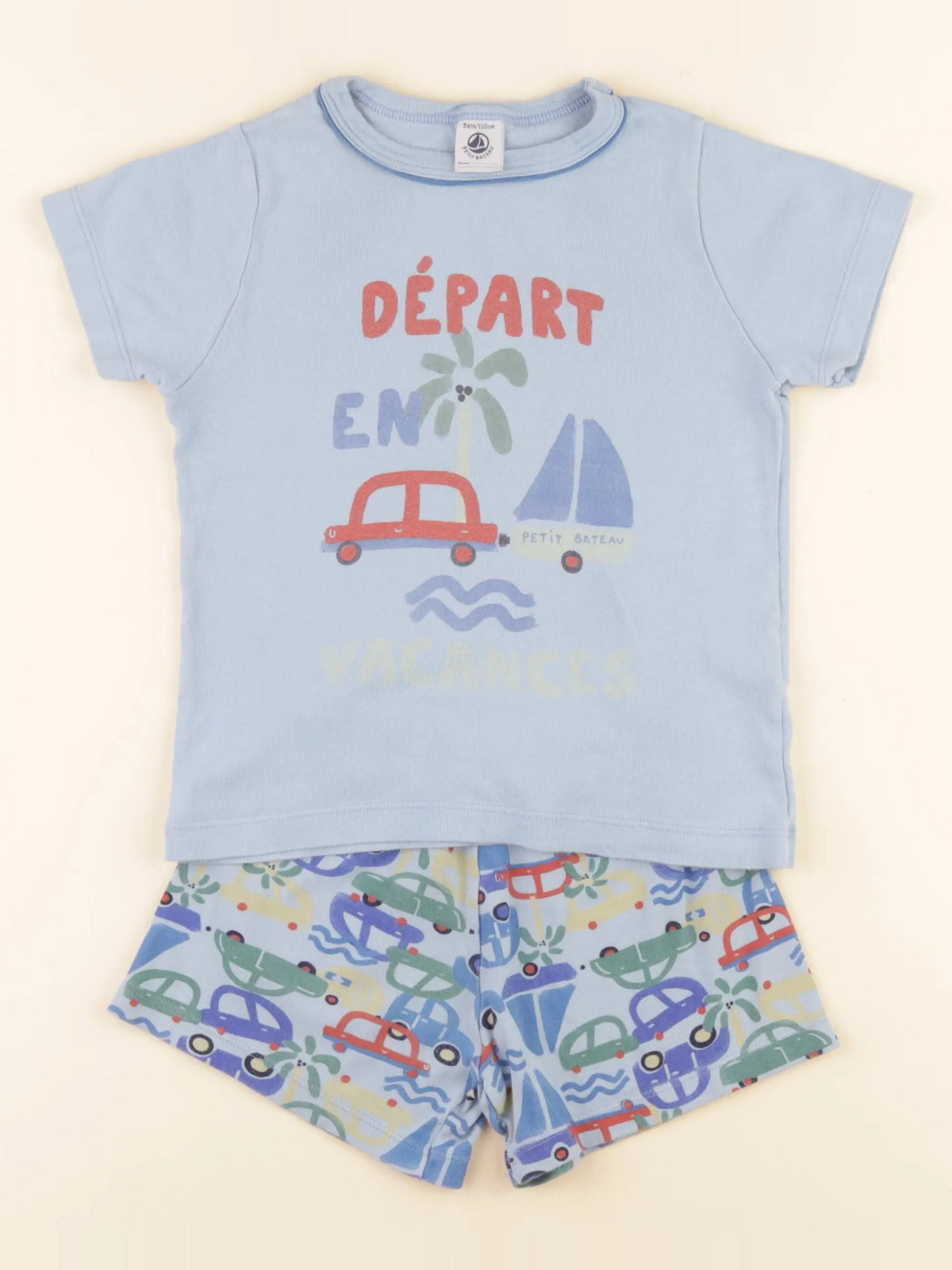 Petit Bateau - pyjama coton bleu - 5 ans