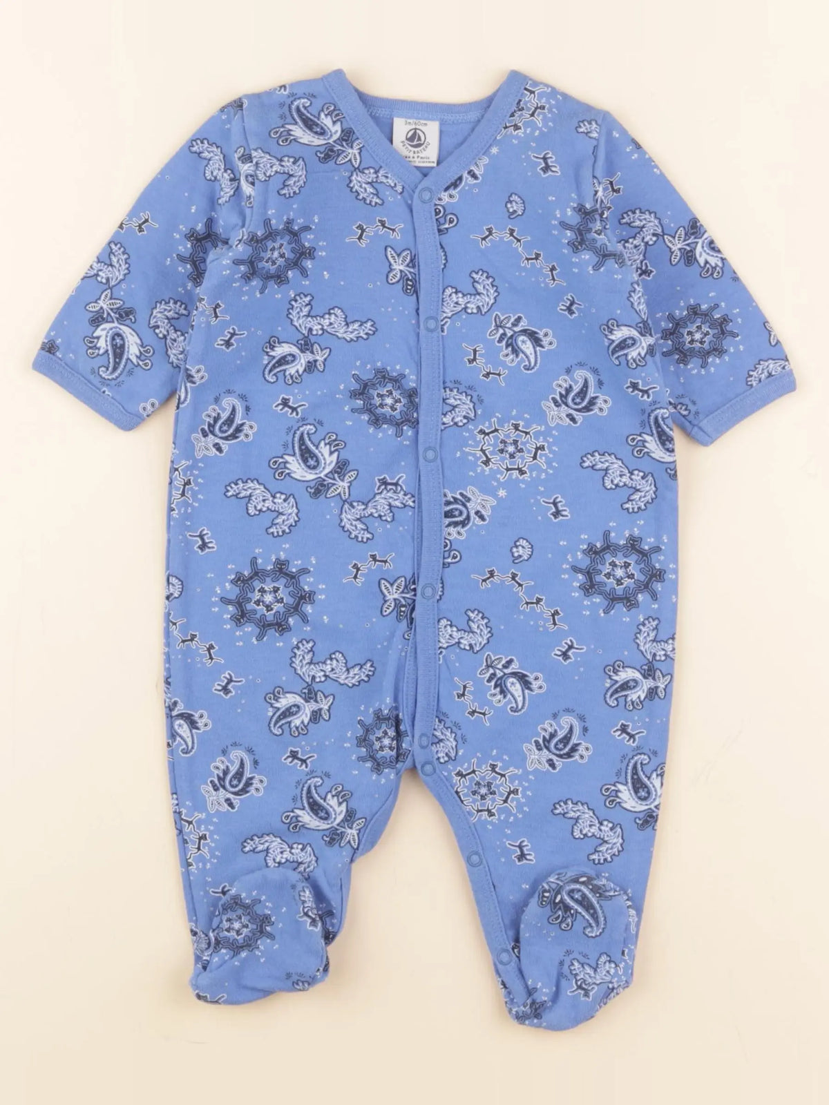Petit Bateau - pyjama coton bleu - 3 mois