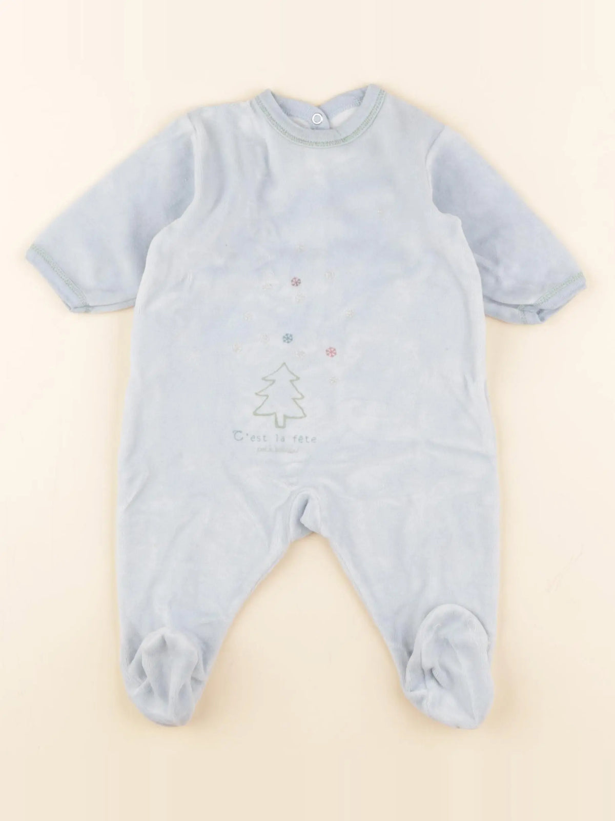 Petit Bateau - pyjama velours bleu - 3 mois