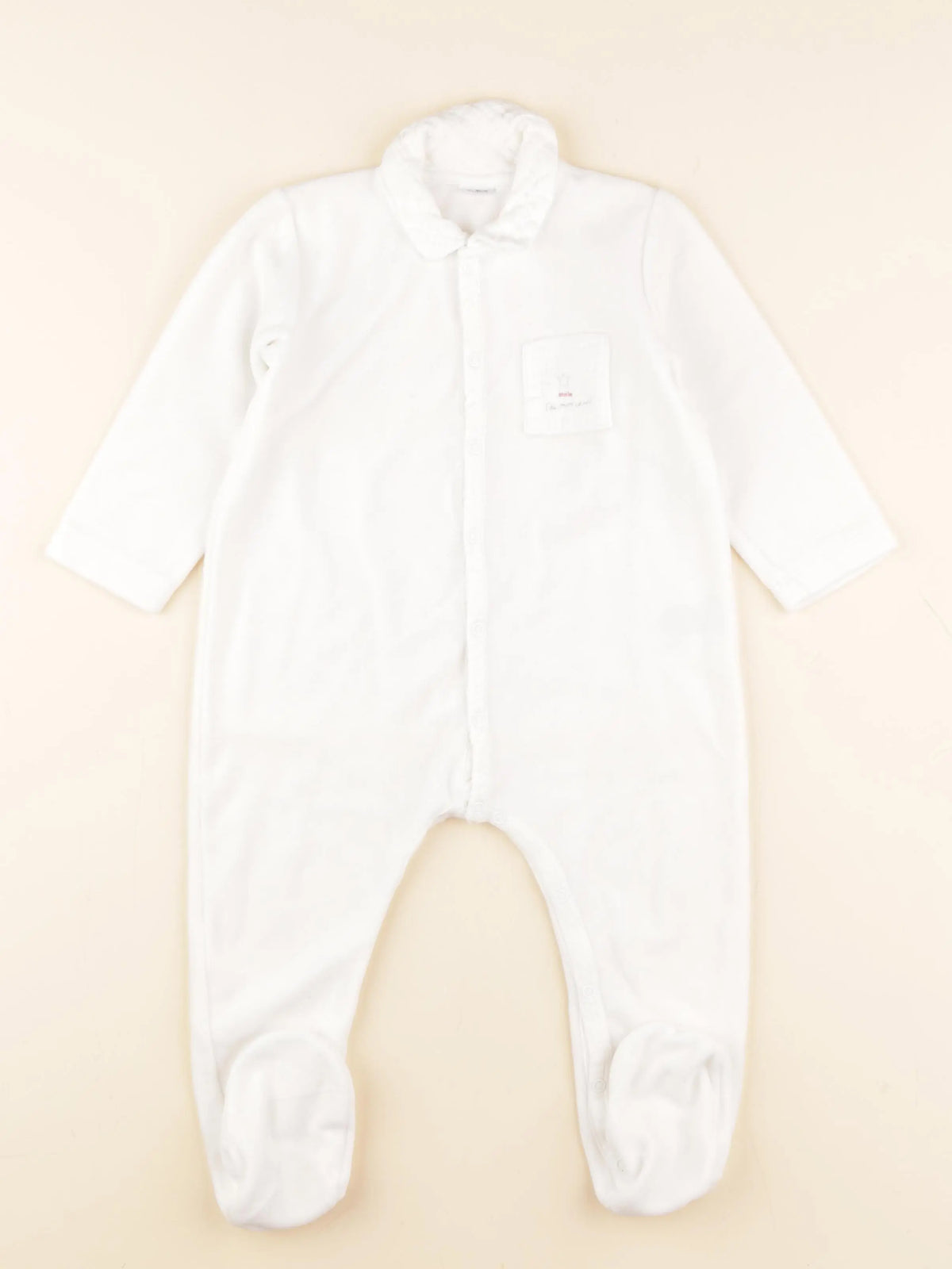 Petit Bateau - pyjama velours blanc - 24 mois