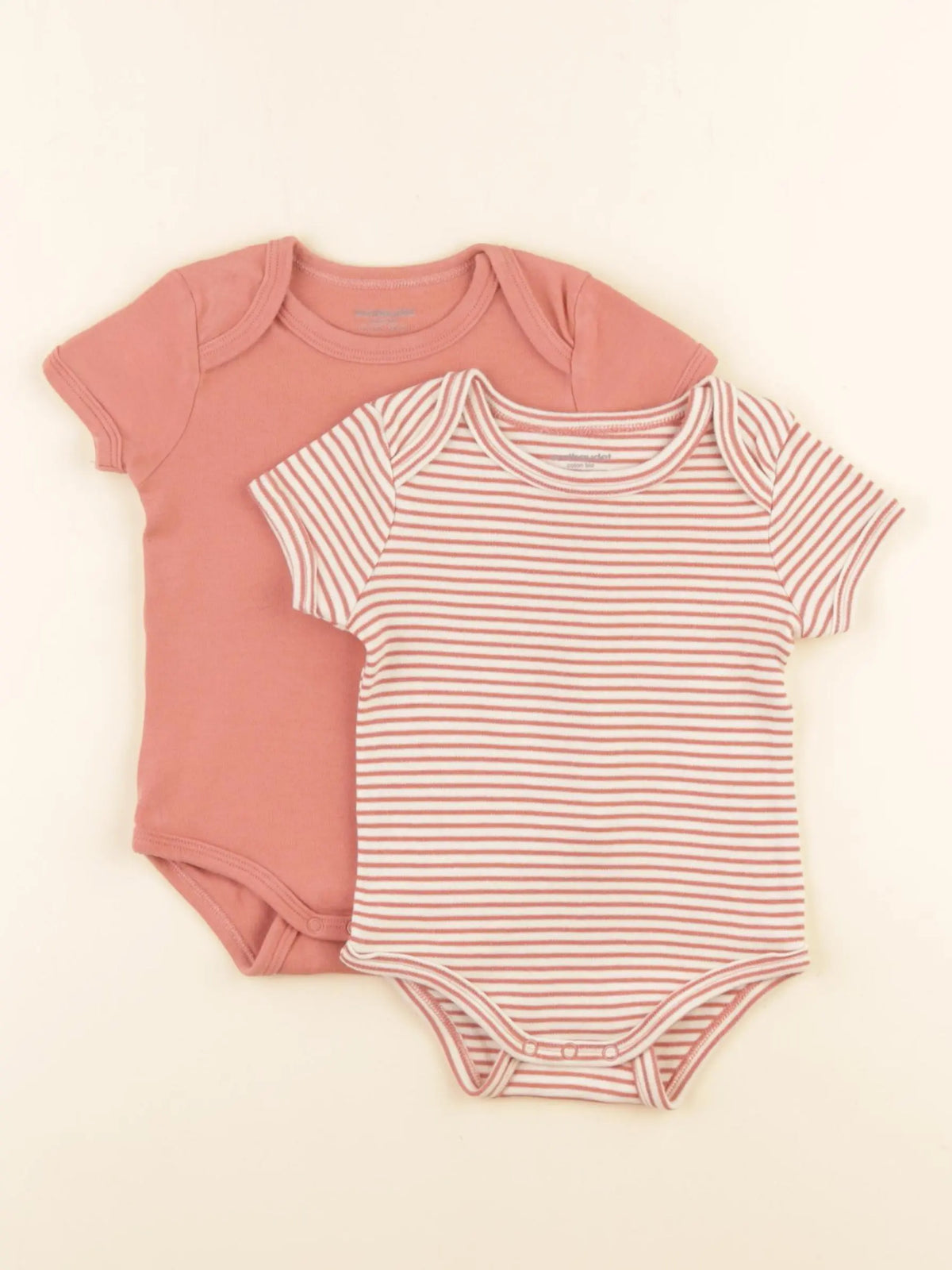 Vertbaudet - lot de 2 bodies en coton rose - 12 mois