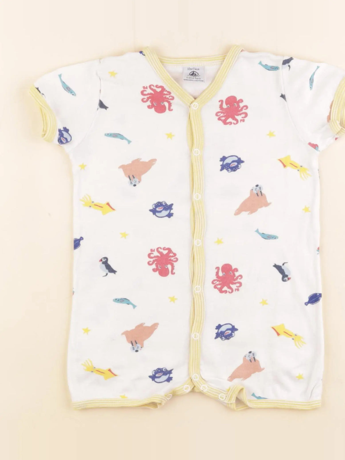 Petit Bateau - pyjama coton blanc - 12 mois