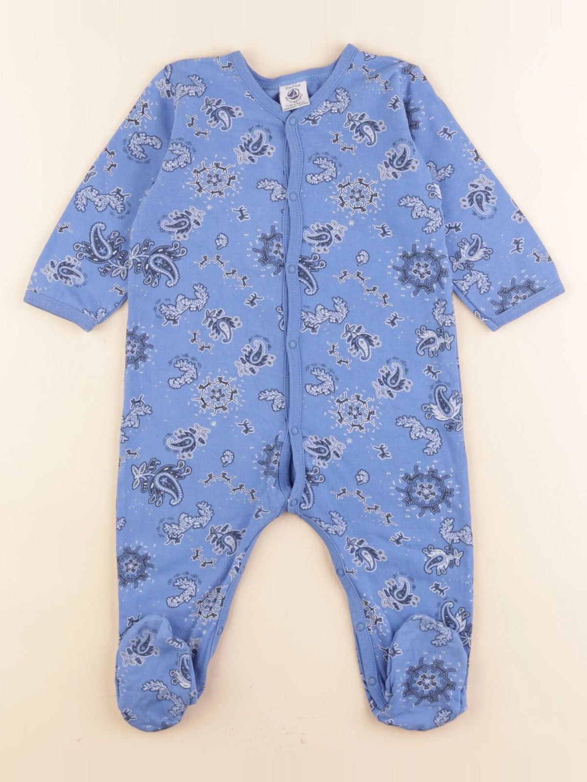 Petit Bateau - pyjama coton bleu - 12 mois
