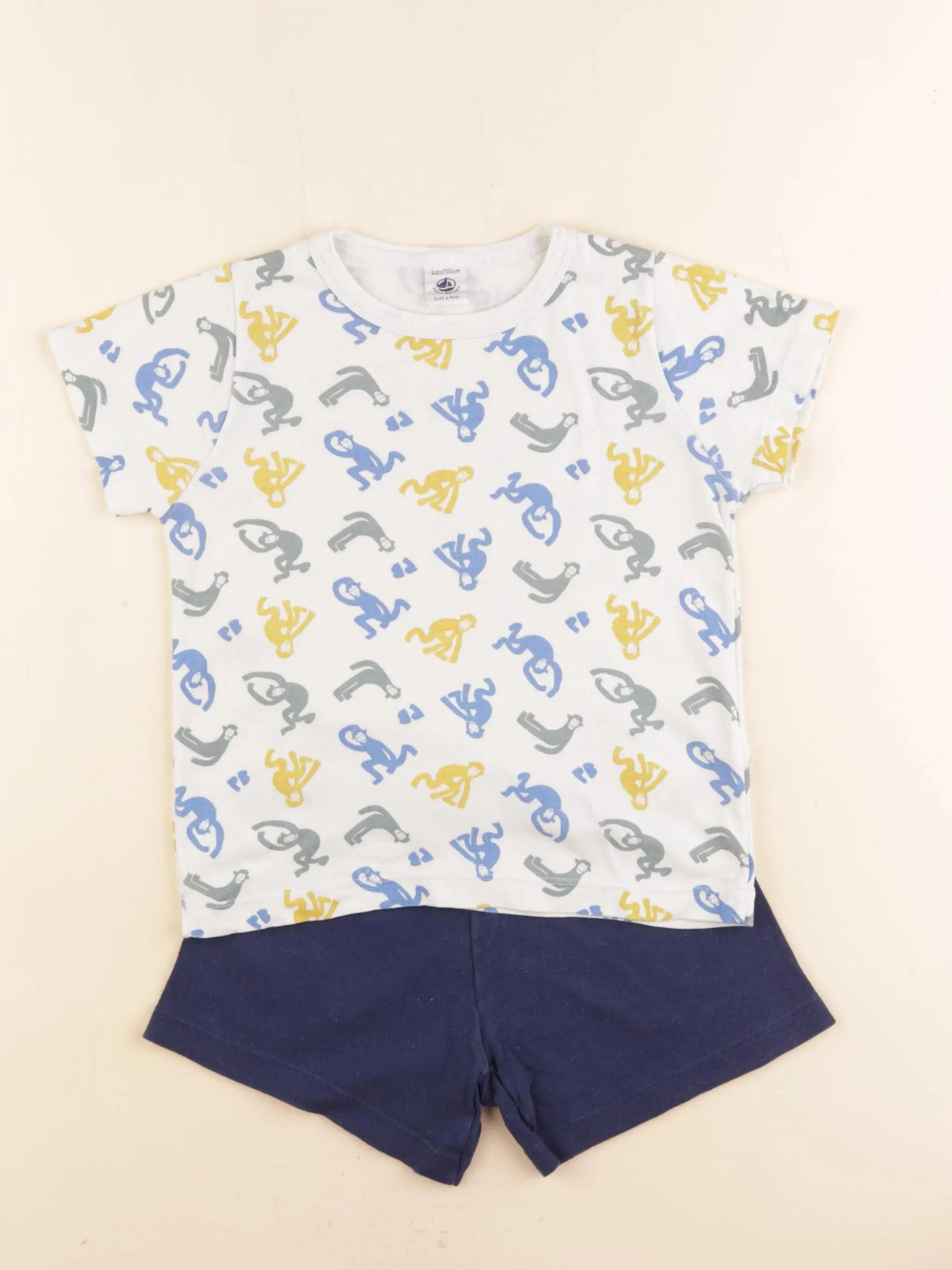 Petit Bateau - pyjama coton bleu, blanc - 4 ans
