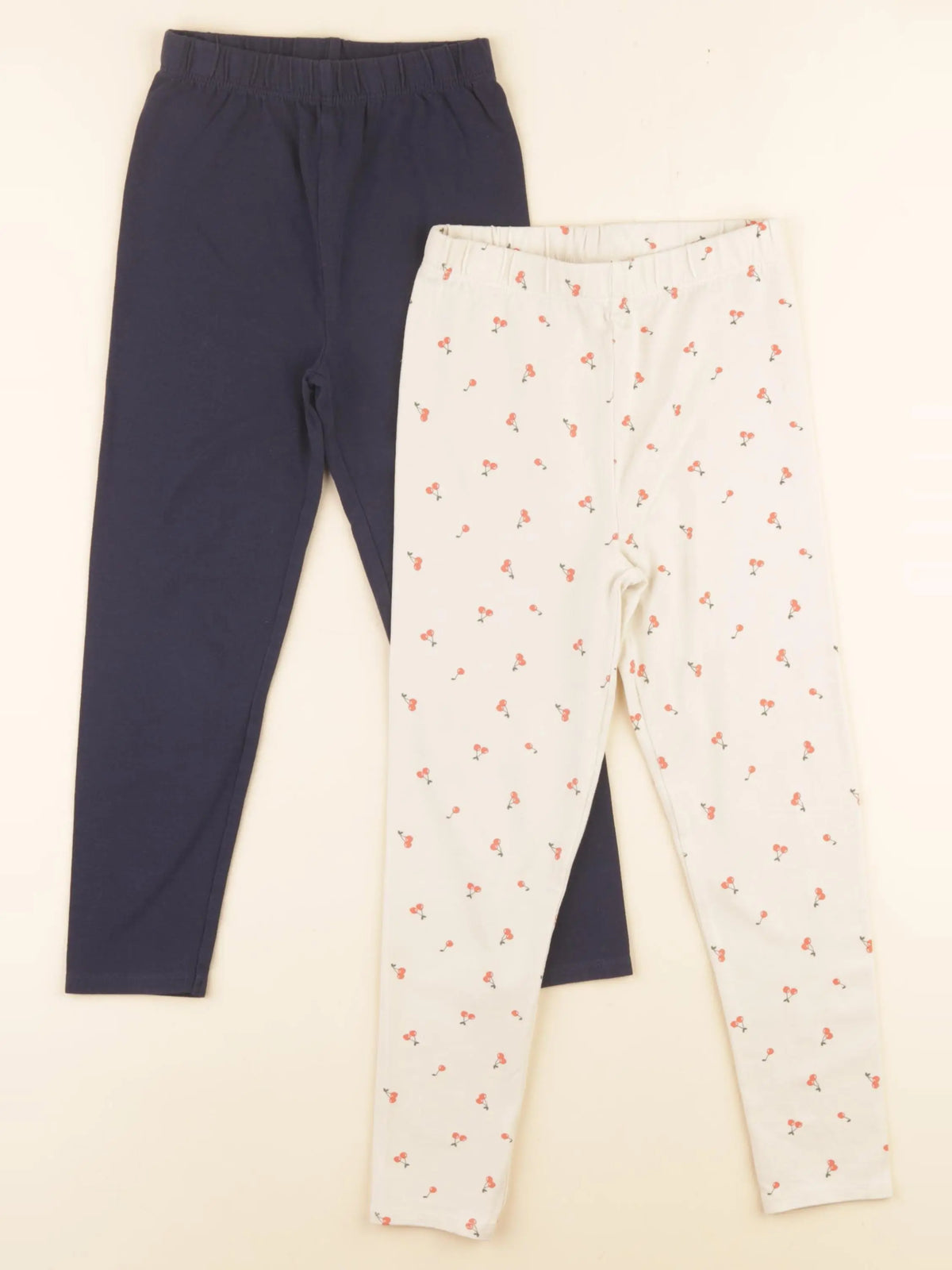 Vertbaudet - lot de 2 leggings bleu, beige - 5 ans