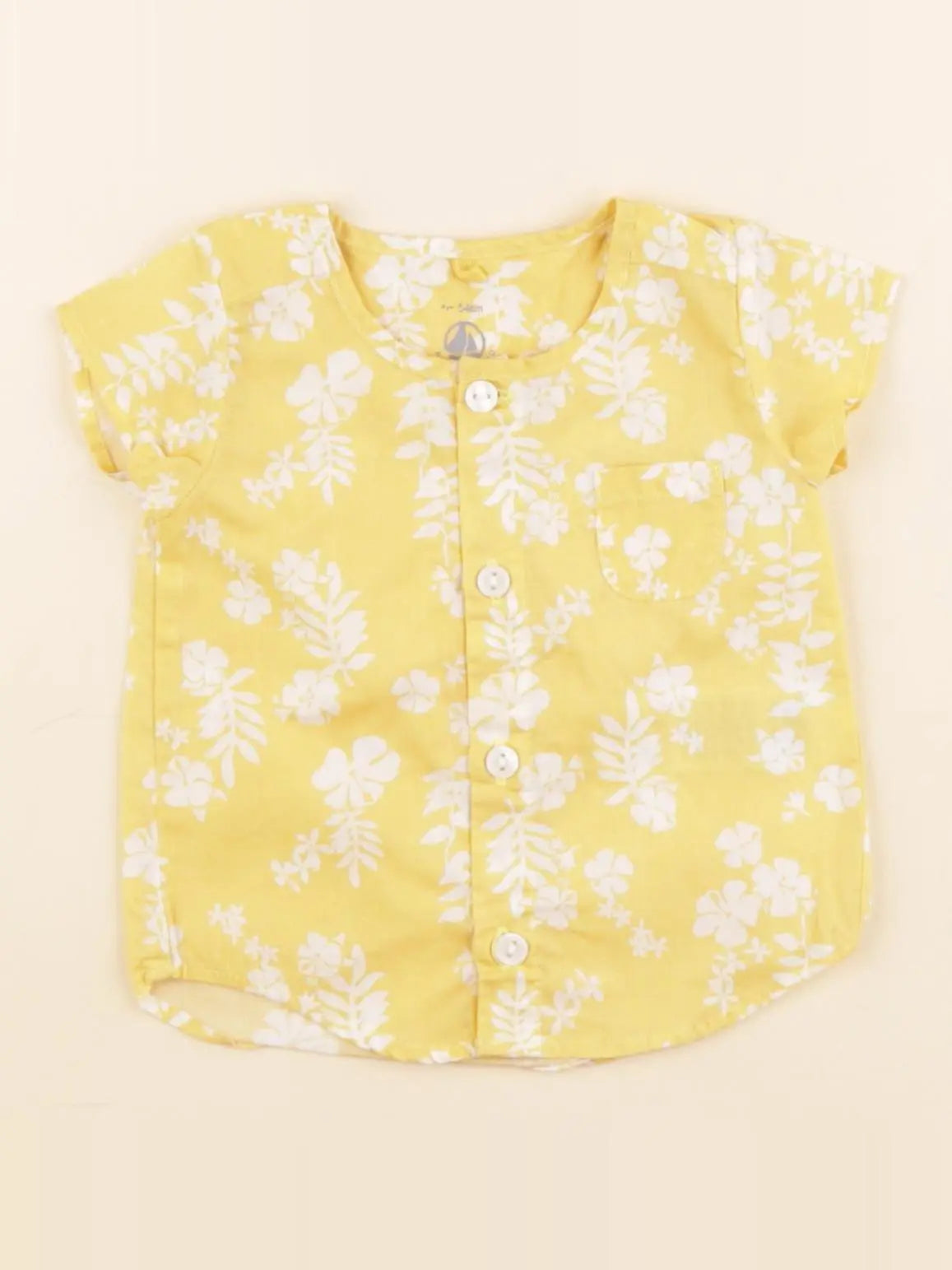 Petit Bateau - chemise blanc, jaune - 1 mois