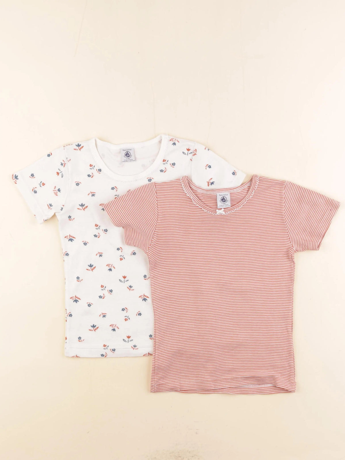 Petit Bateau - lot de 2 maillots de corps blanc, rose - 5 ans